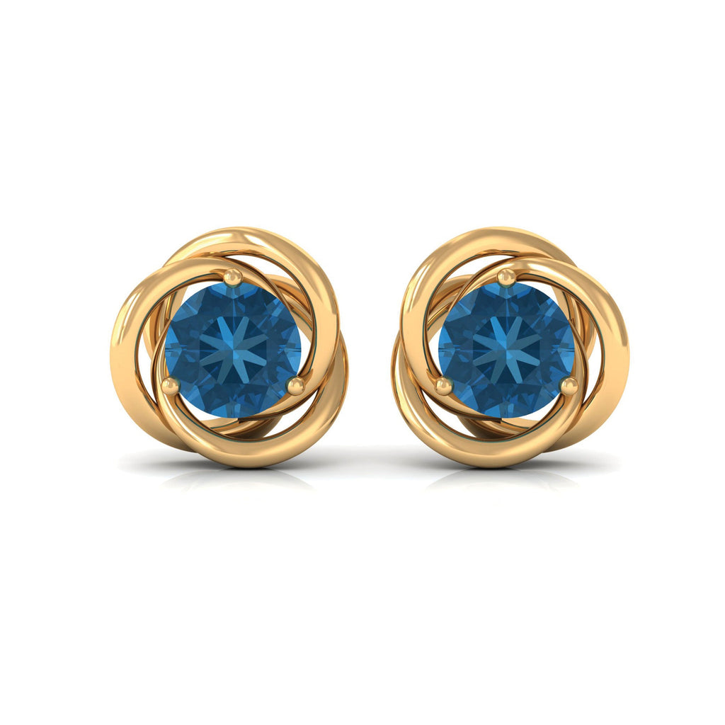 1.2 Carat London Blue Topaz Swirl Stud Earrings for Women