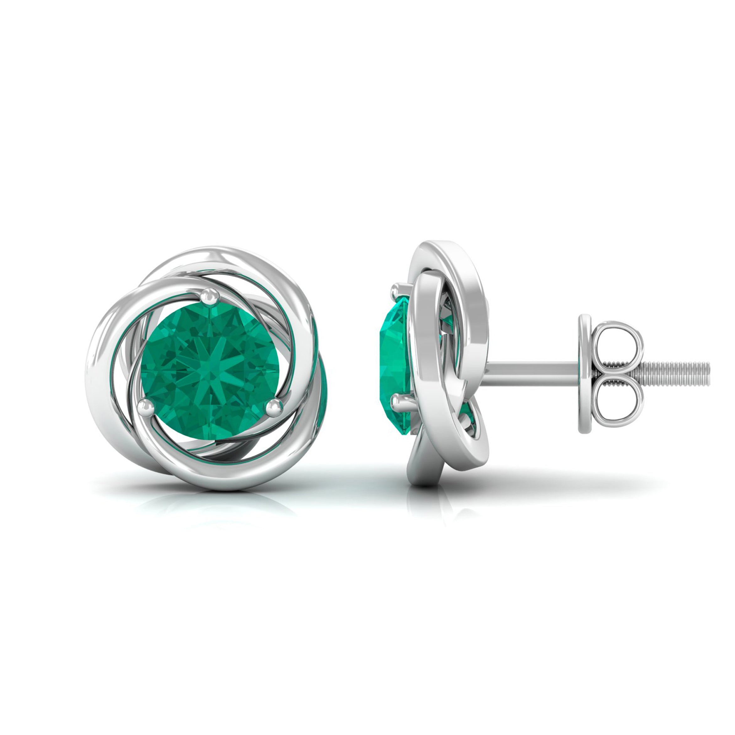 0.9 Carat Emerald Swirl Stud Earrings for Women
