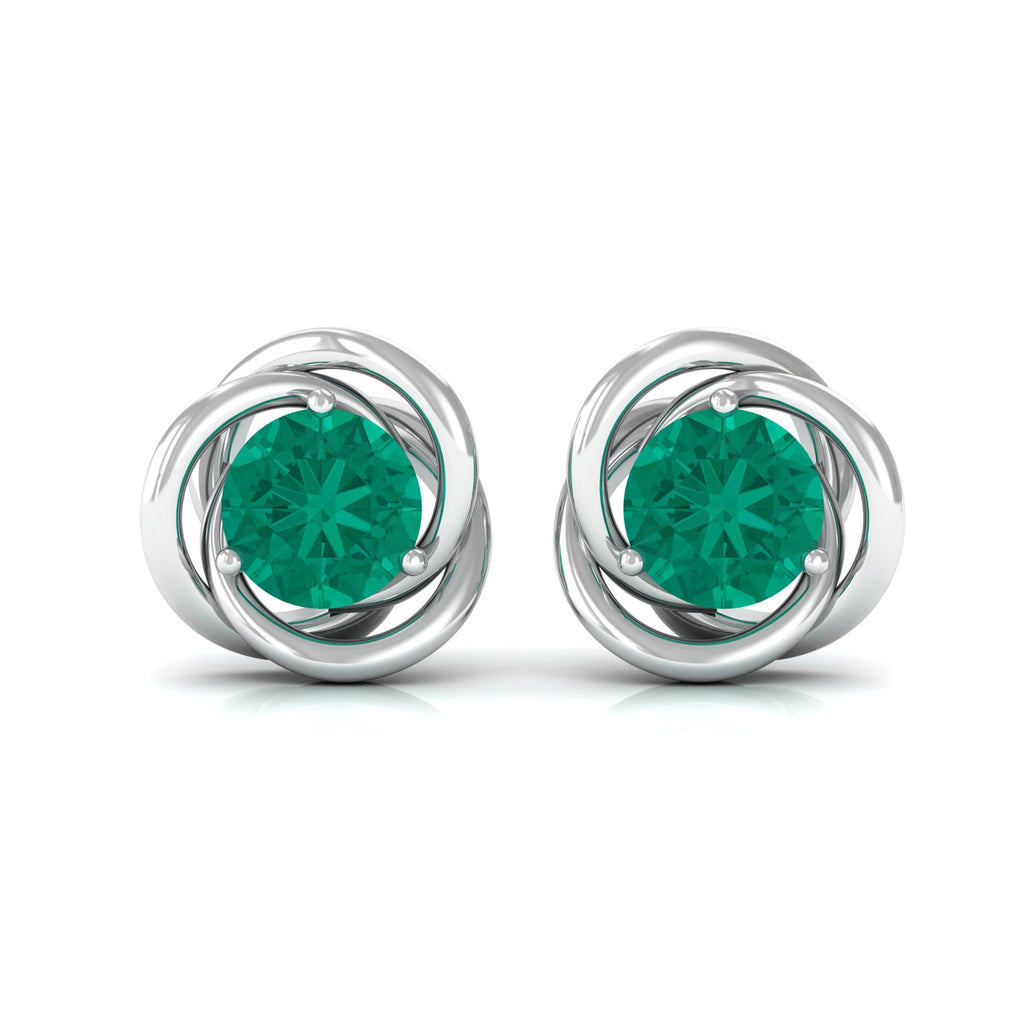 0.9 Carat Emerald Swirl Stud Earrings for Women