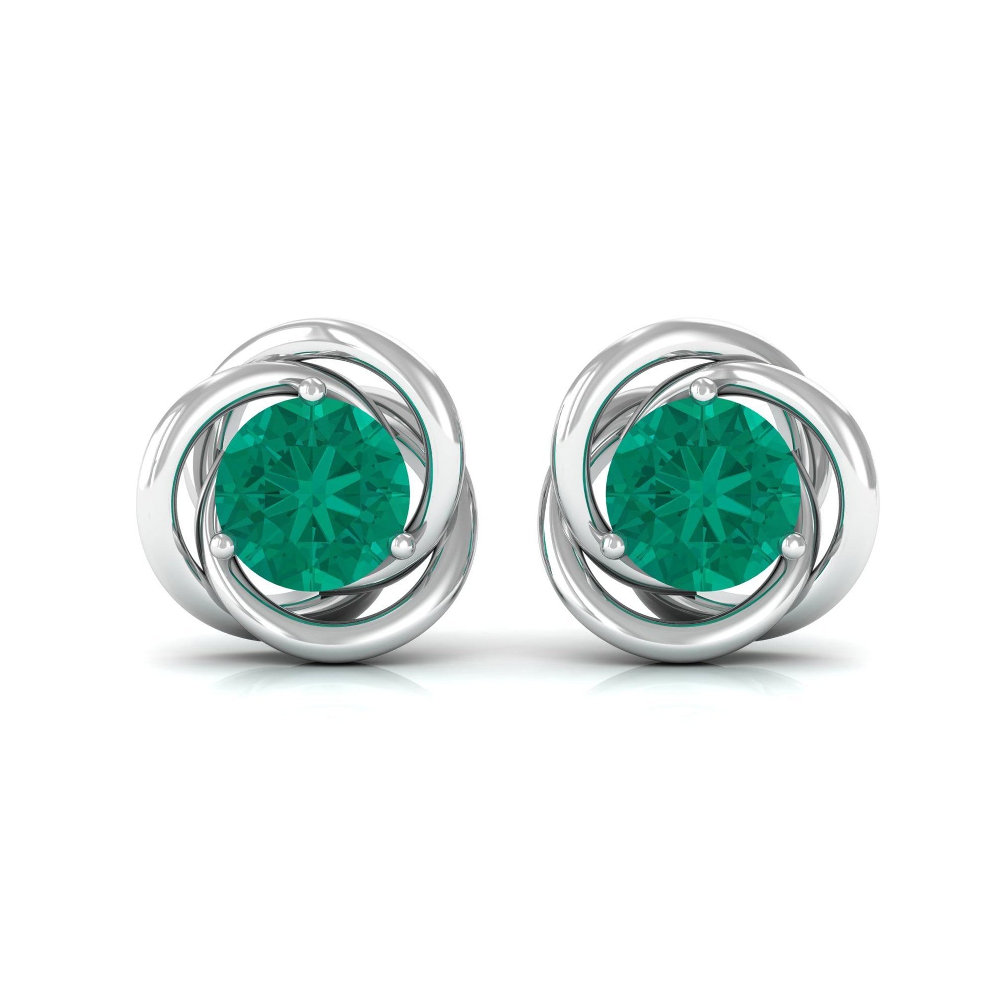 0.9 Carat Emerald Swirl Stud Earrings for Women
