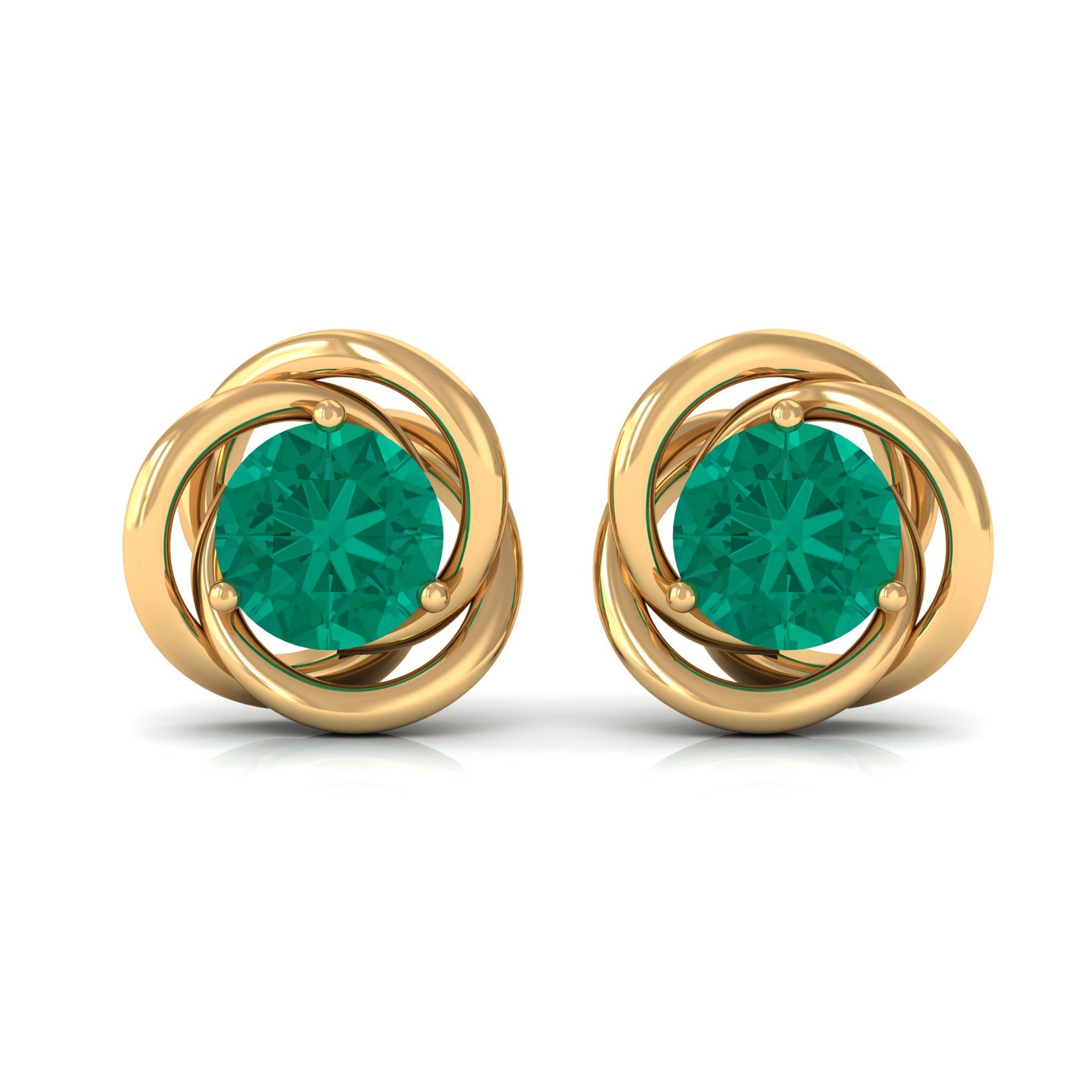 0.9 Carat Emerald Swirl Stud Earrings for Women