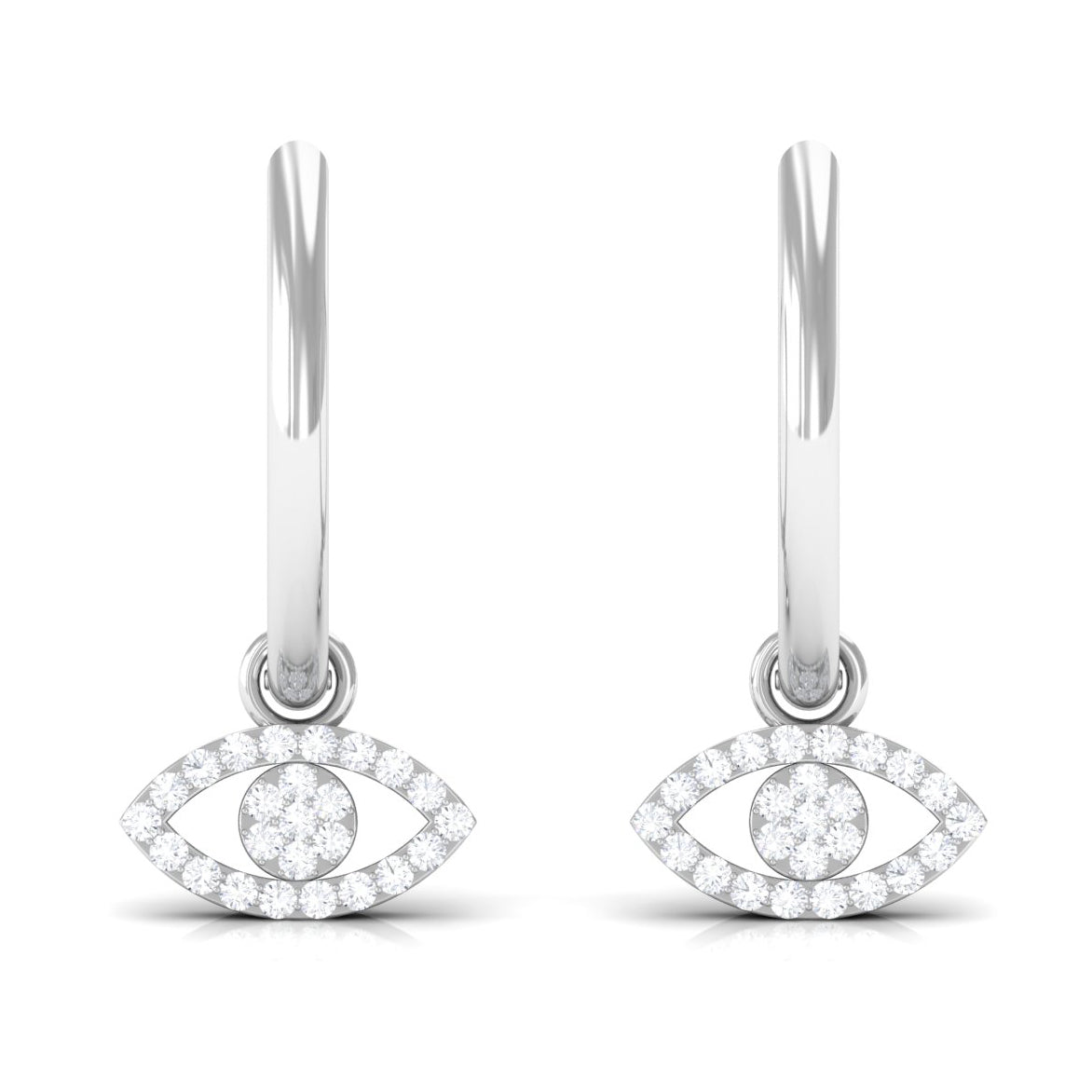 Natural Diamond Evil Eye Drop Hoop Earrings