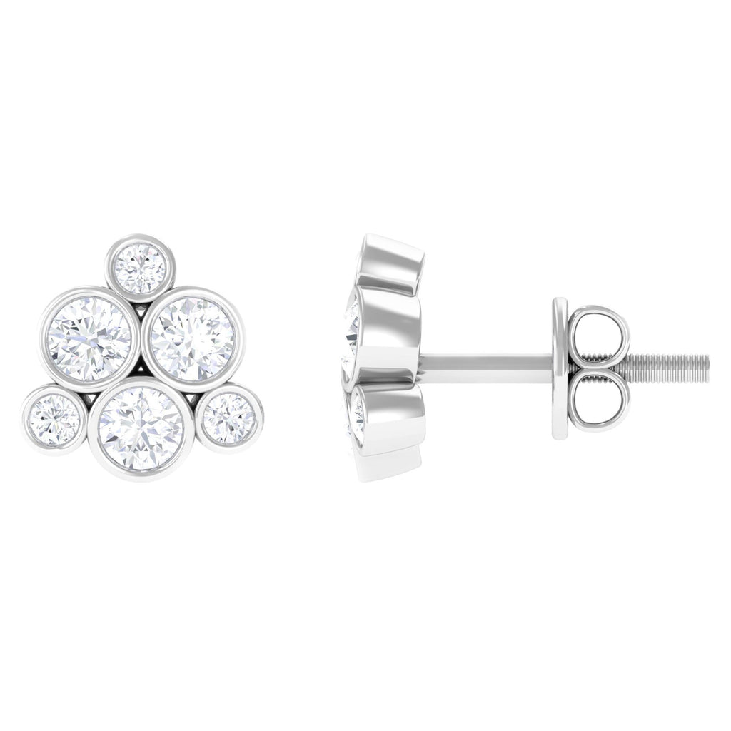 Bezel Set Diamond Cluster Stud Earrings