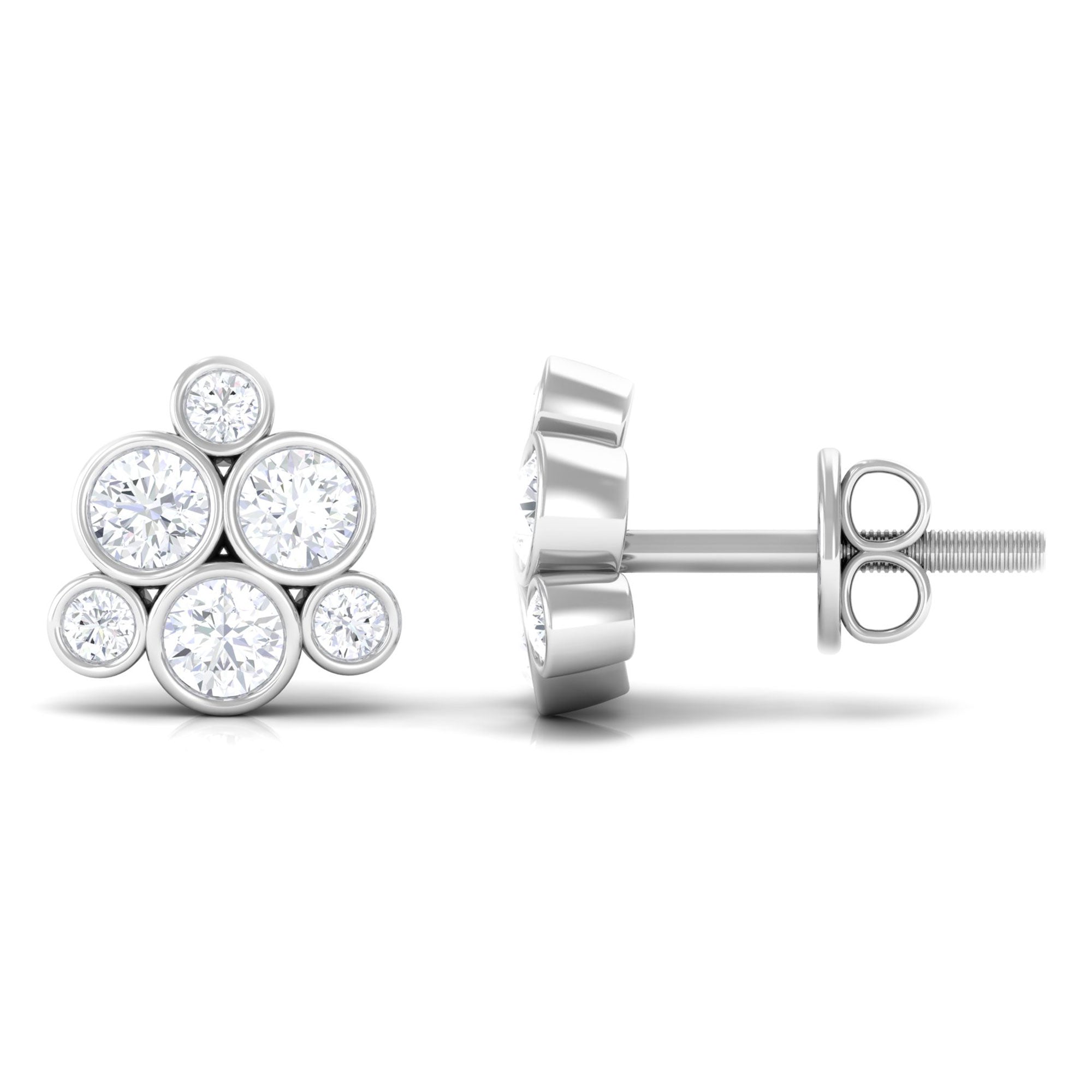 Bezel Set Diamond Cluster Stud Earrings