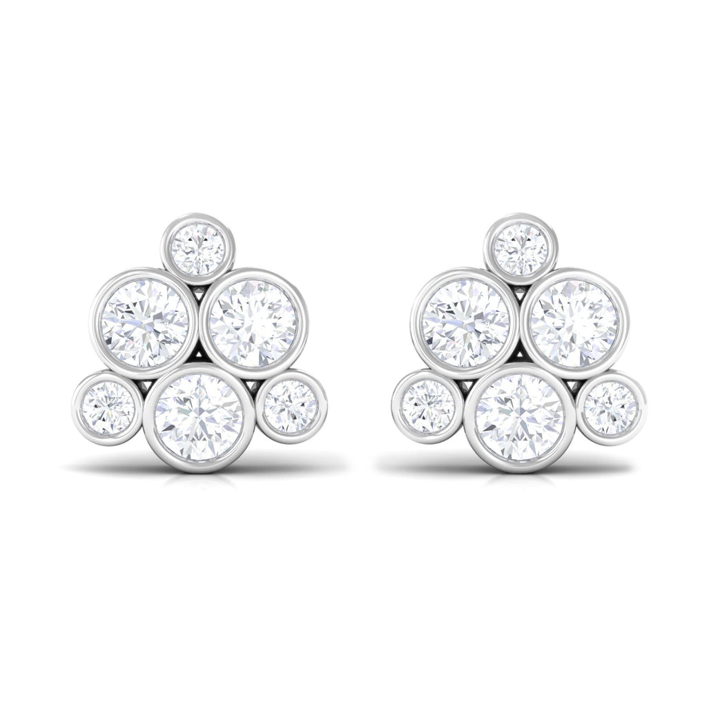 Bezel Set Diamond Cluster Stud Earrings