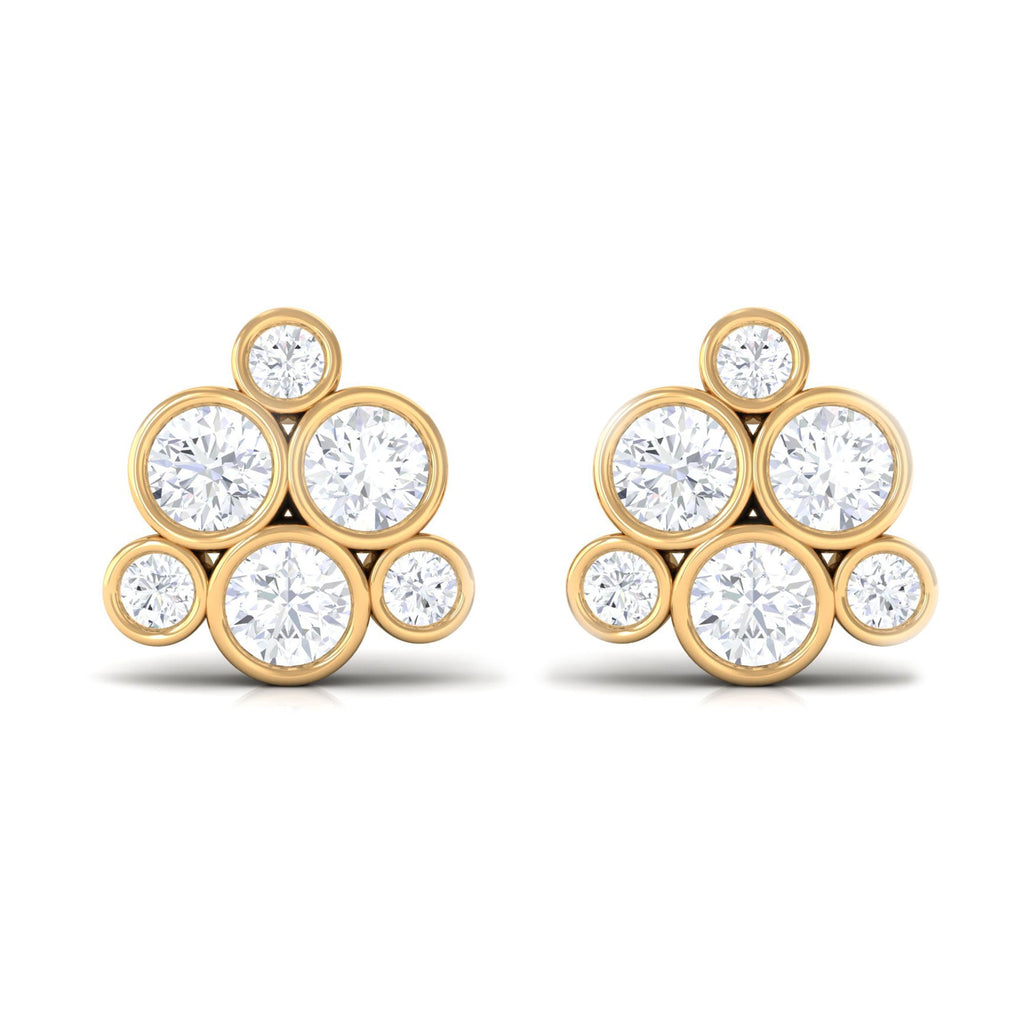 Bezel Set Diamond Cluster Stud Earrings