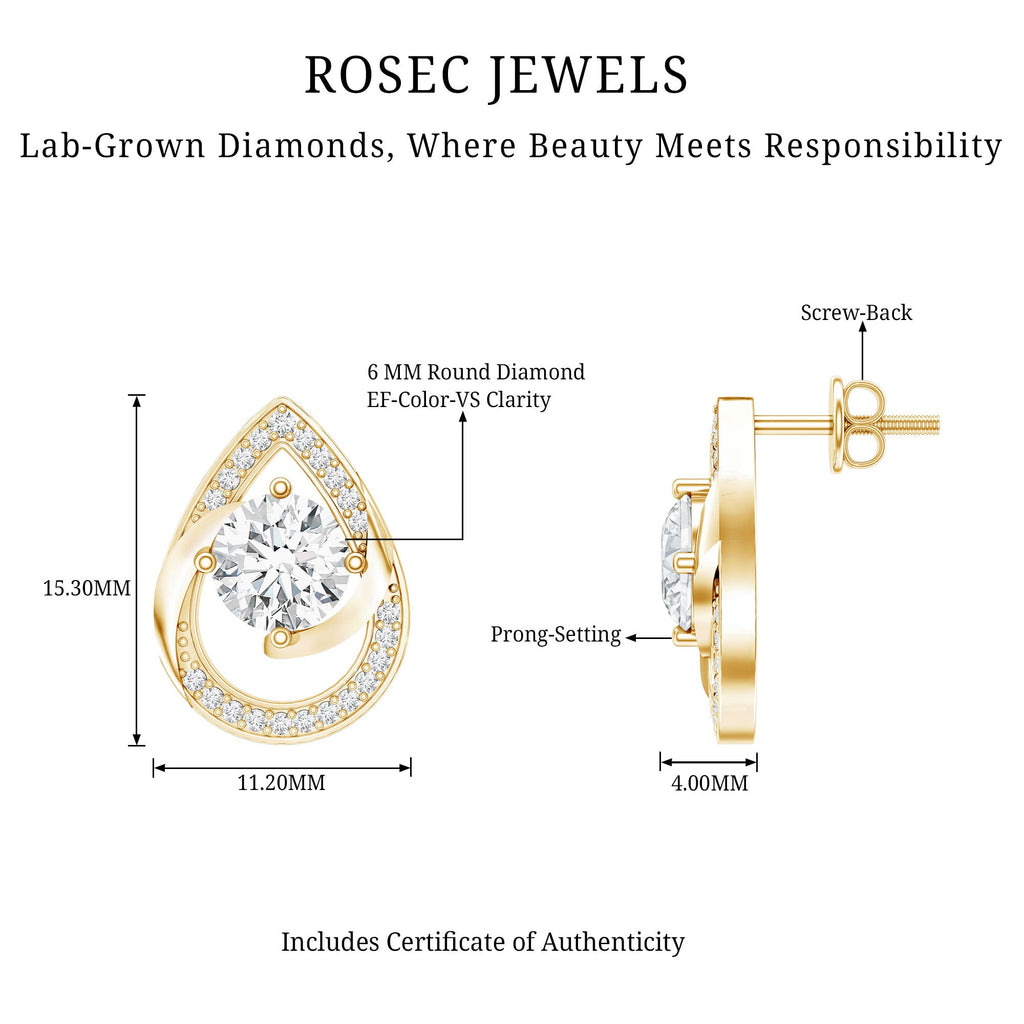 Certified 1.9 Carat Lab Grown Diamond Teardrop Stud Earrings
