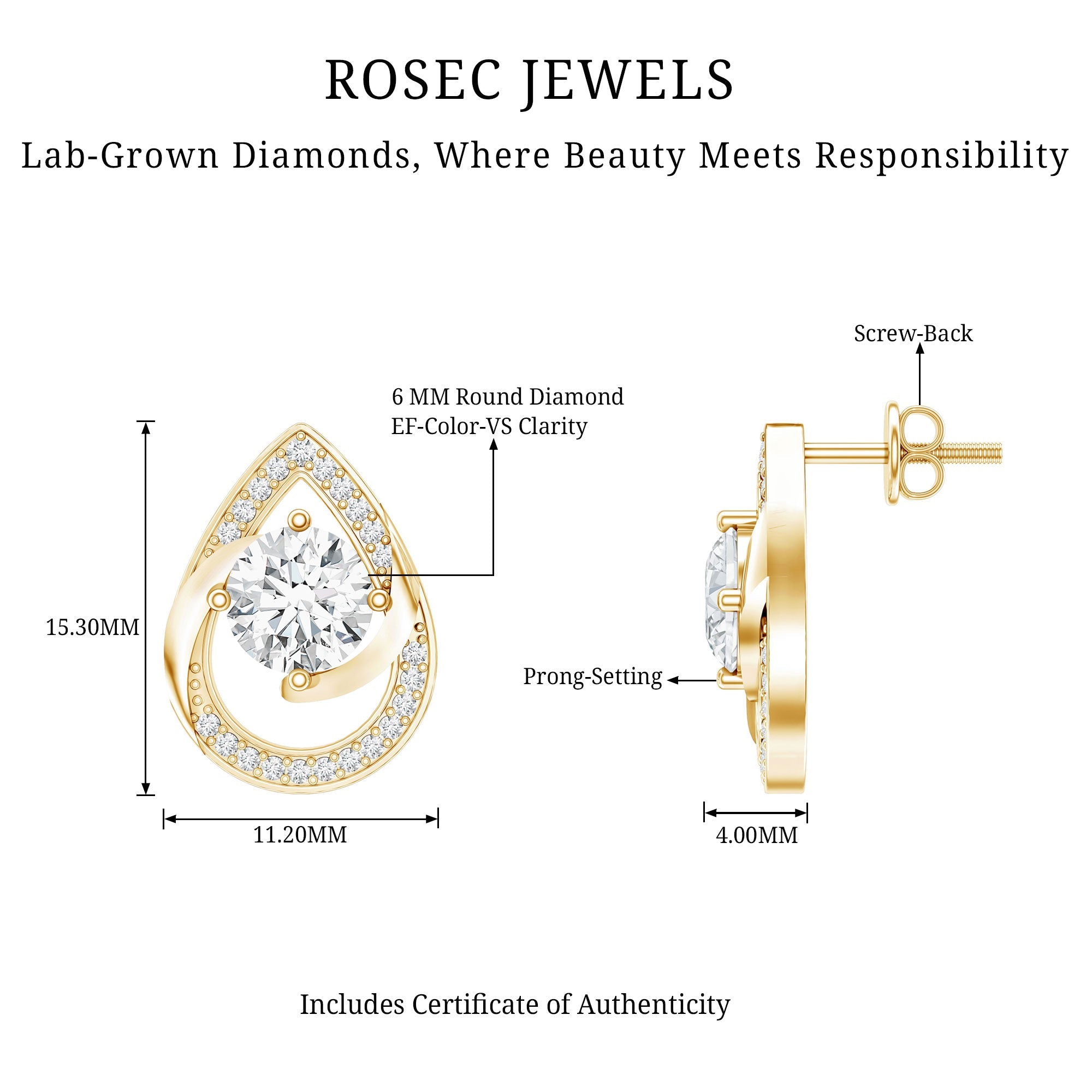 Certified 1.9 Carat Lab Grown Diamond Teardrop Stud Earrings