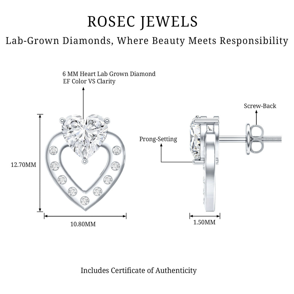 1.5 Carat Lab Grown Diamond Heart Studs For Her