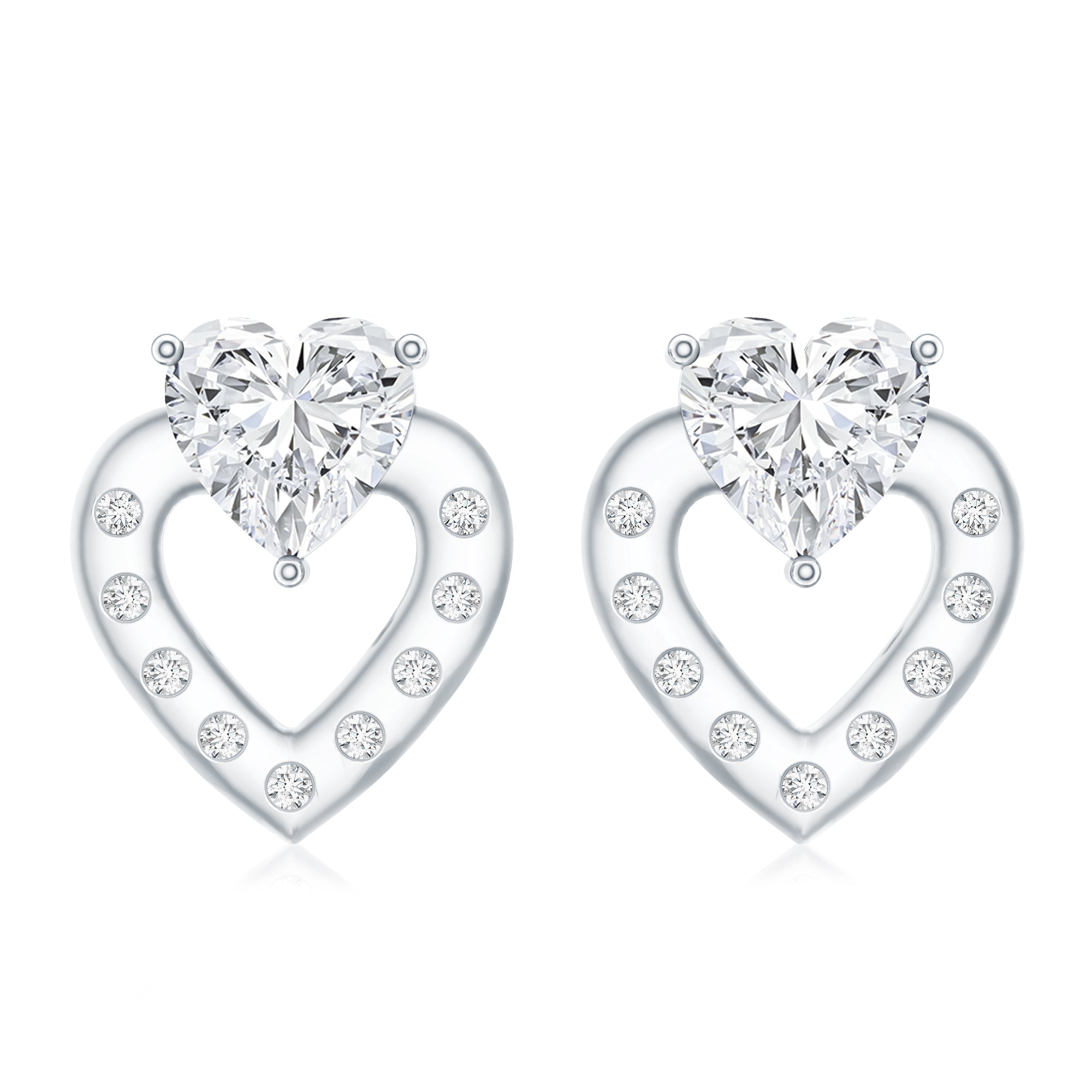 1.5 Carat Lab Grown Diamond Heart Studs For Her