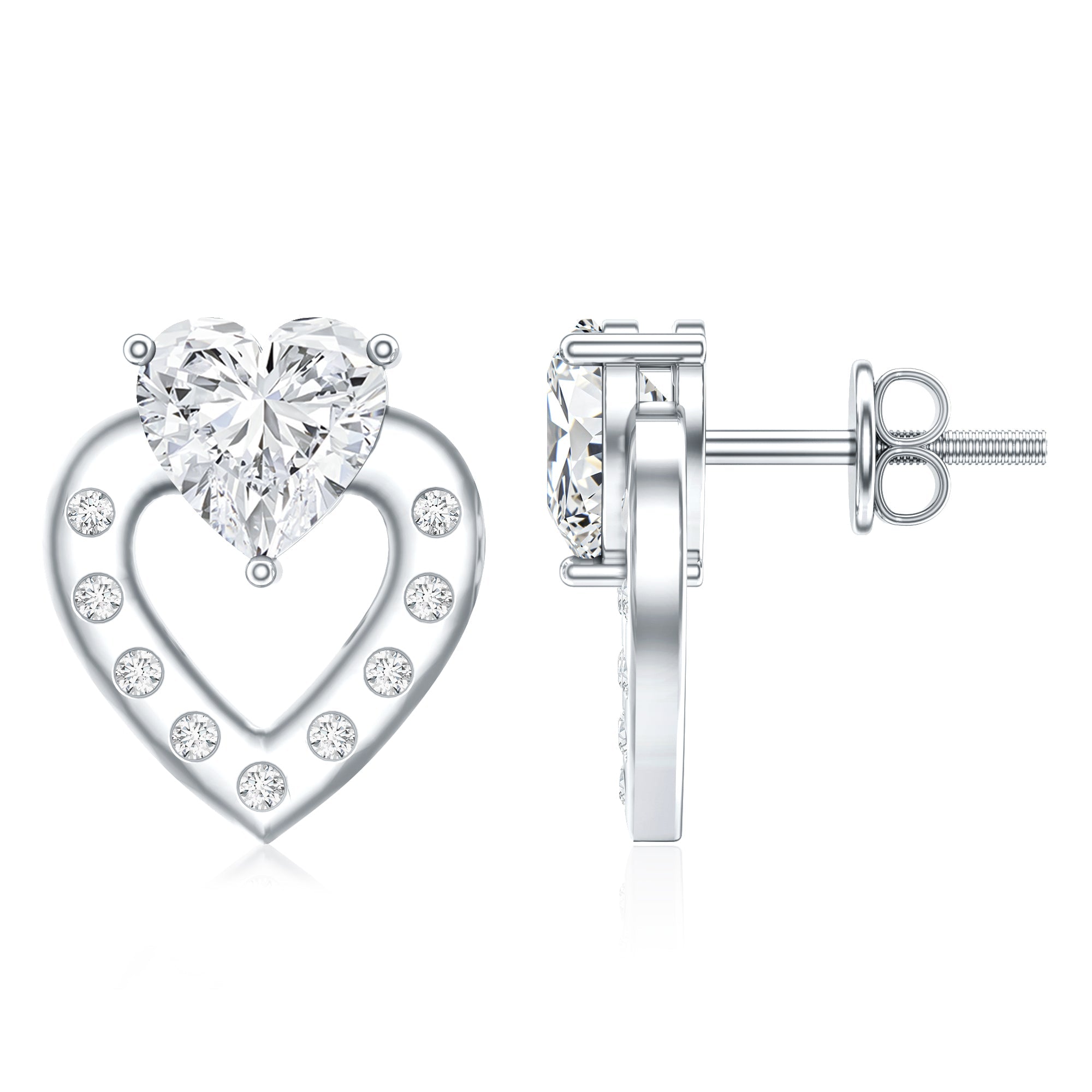 1.5 Carat Lab Grown Diamond Heart Studs For Her