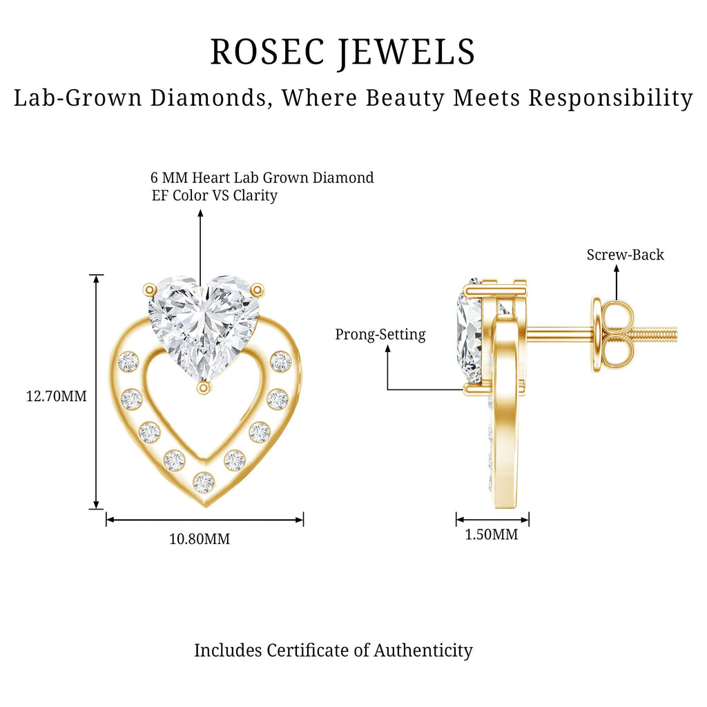 1.5 Carat Lab Grown Diamond Heart Studs For Her