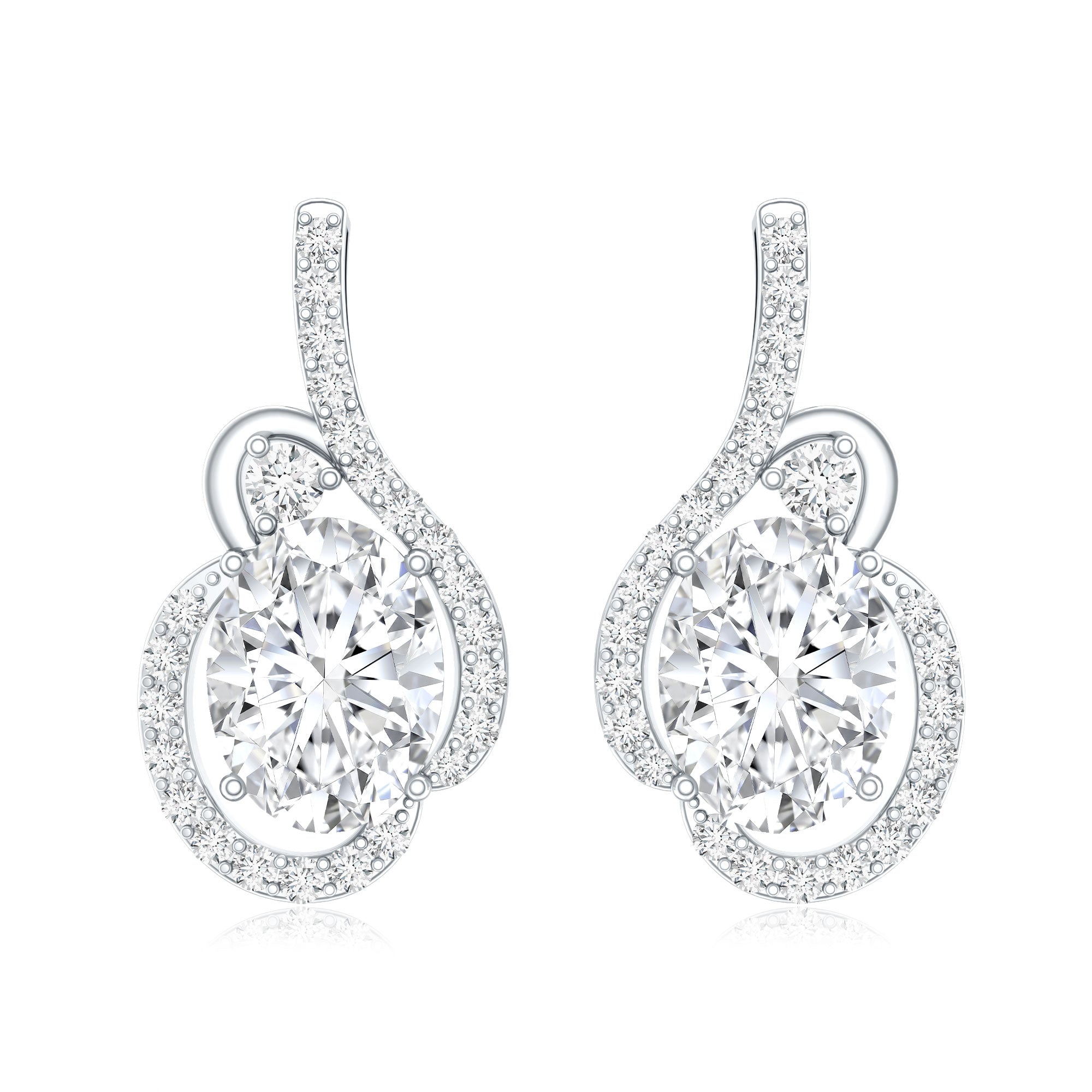 Certified 2.5 Carat Oval Lab Grown Diamond Designer Stud Earrings