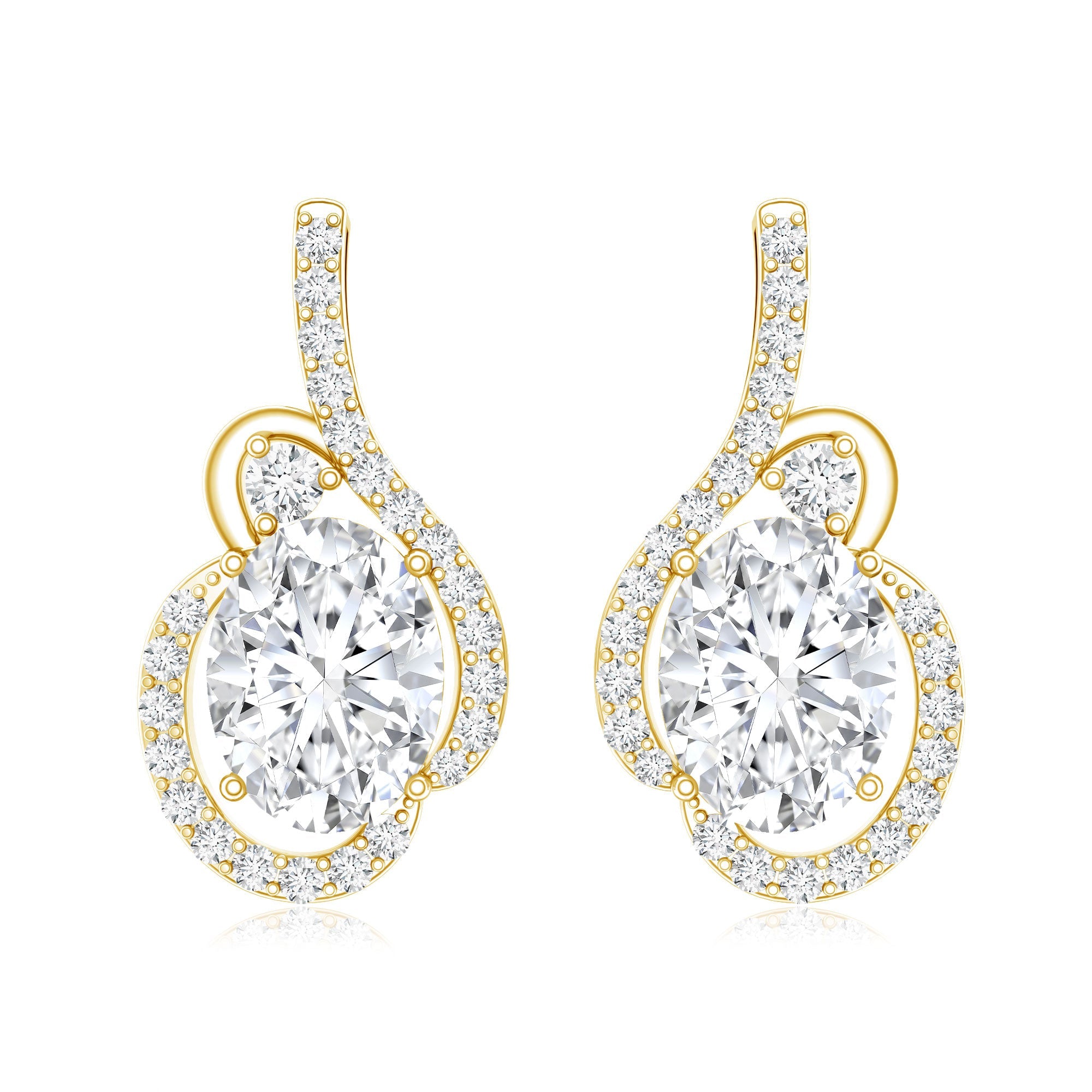 Certified 2.5 Carat Oval Lab Grown Diamond Designer Stud Earrings
