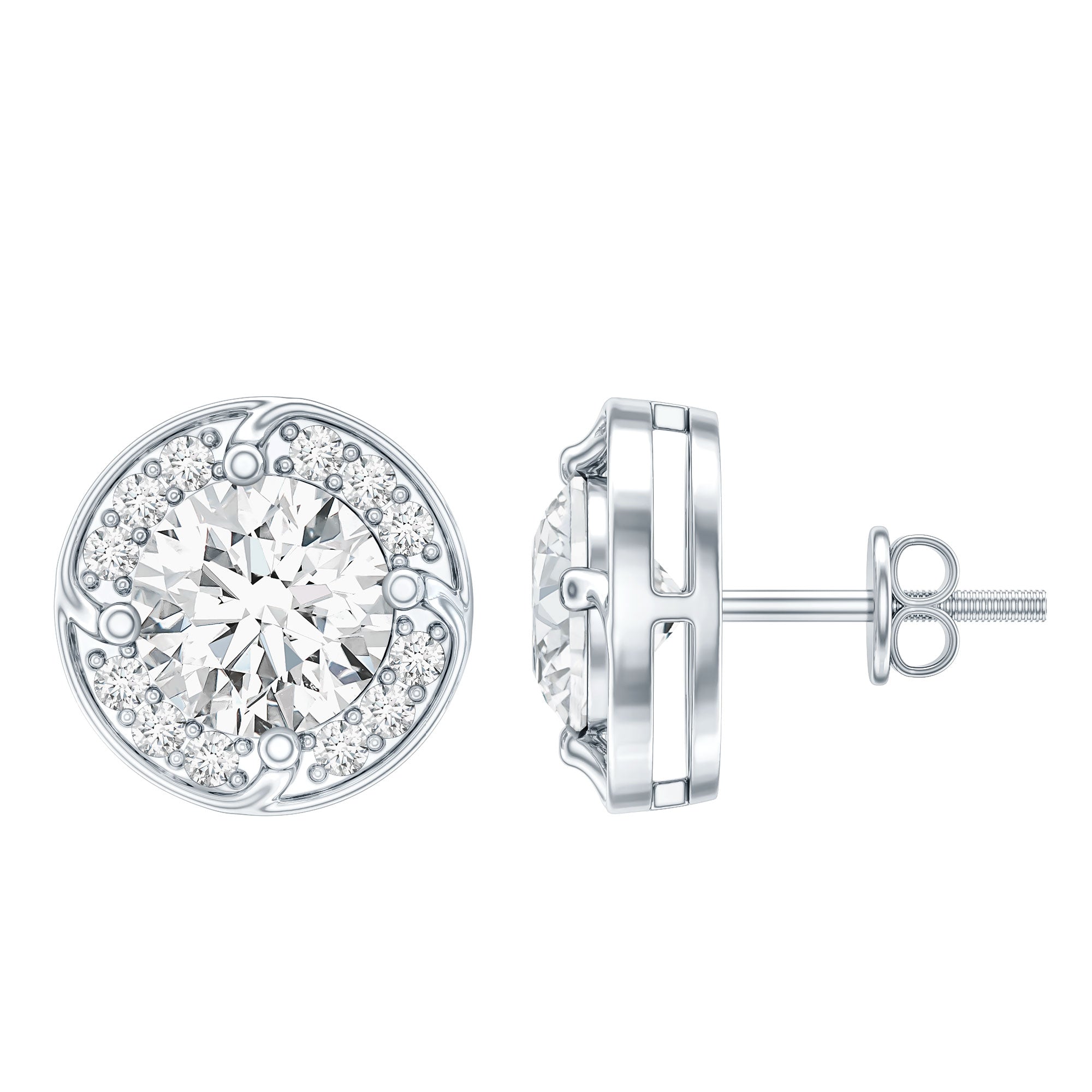 2.5 Carat Lab Grown Diamond Halo Stud Earrings
