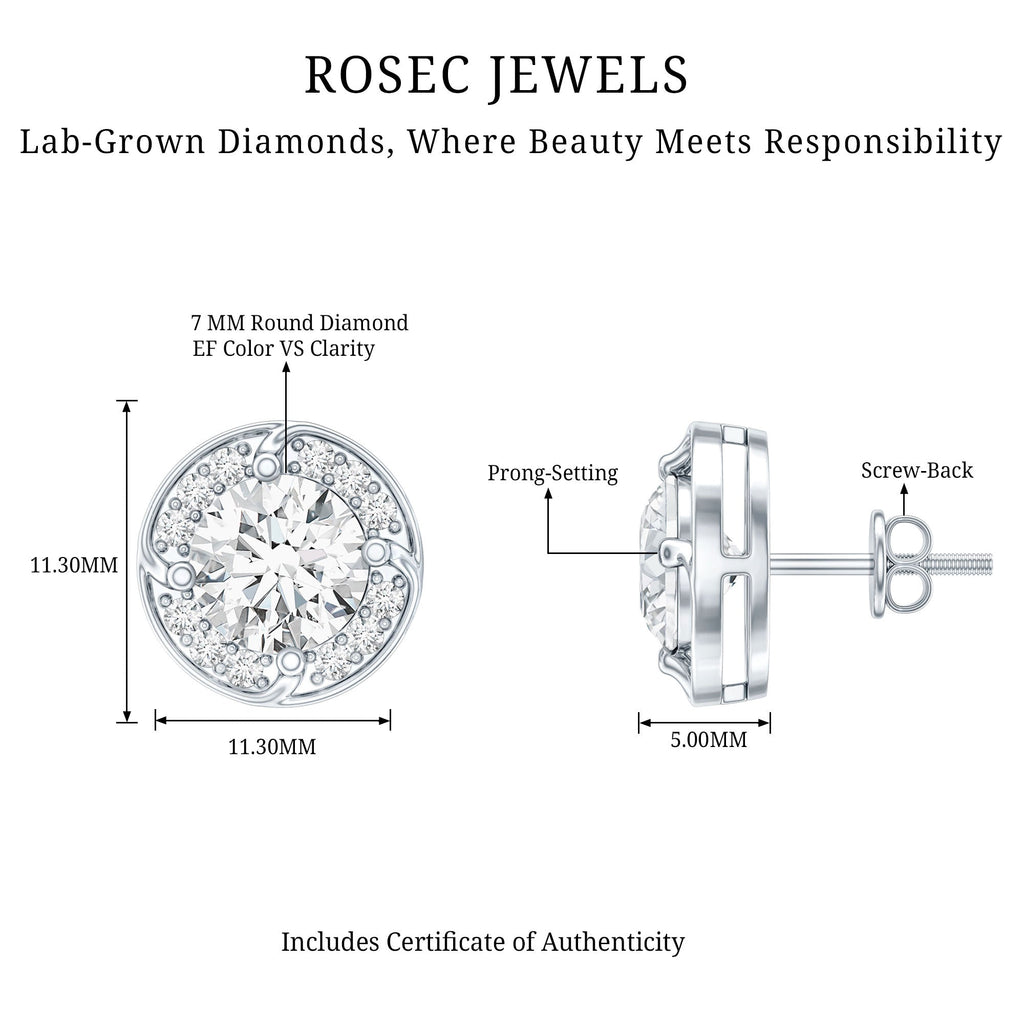 2.5 Carat Lab Grown Diamond Halo Stud Earrings