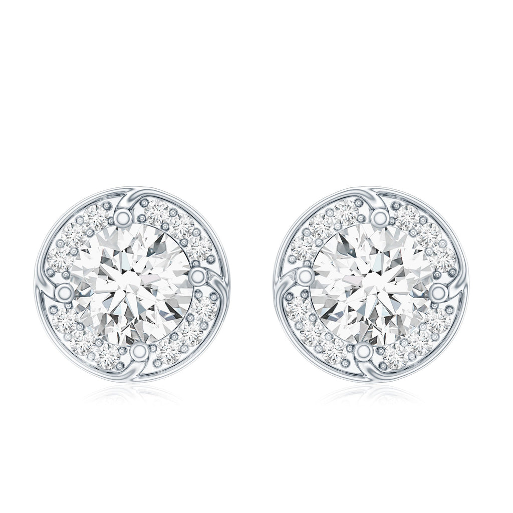 2.5 Carat Lab Grown Diamond Halo Stud Earrings