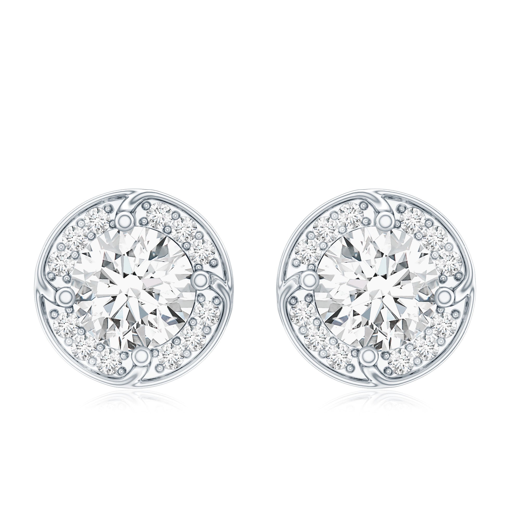 2.5 Carat Lab Grown Diamond Halo Stud Earrings