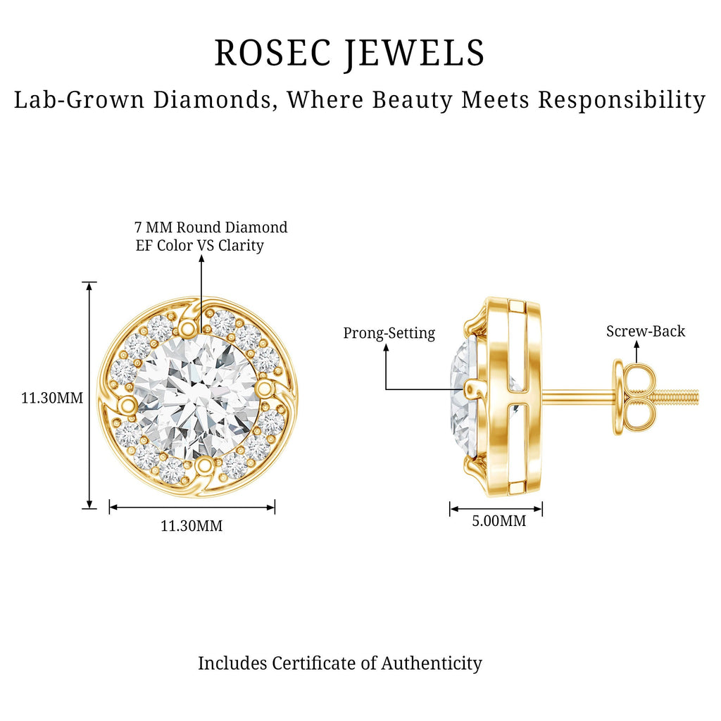 2.5 Carat Lab Grown Diamond Halo Stud Earrings