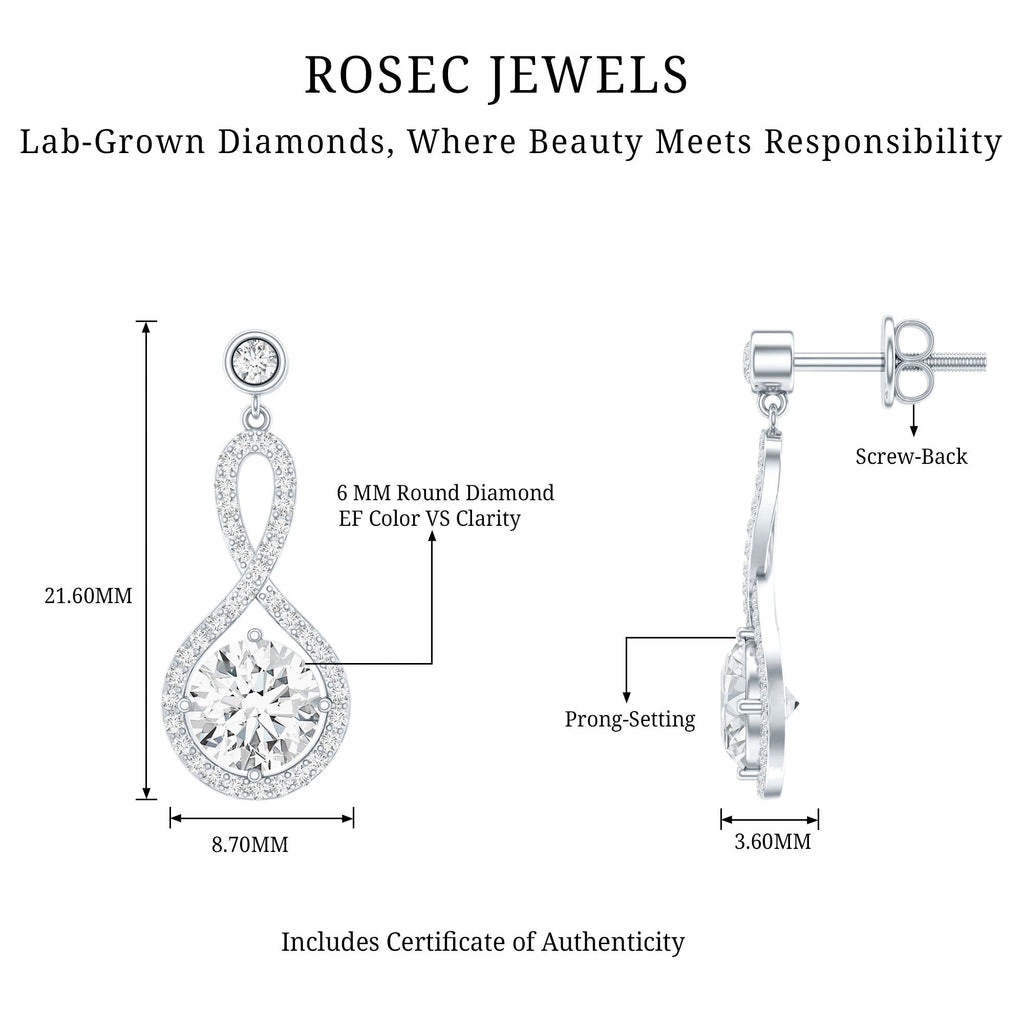 1.9 Carat Lab Grown Diamond Infinity Dangle Earrings For Women