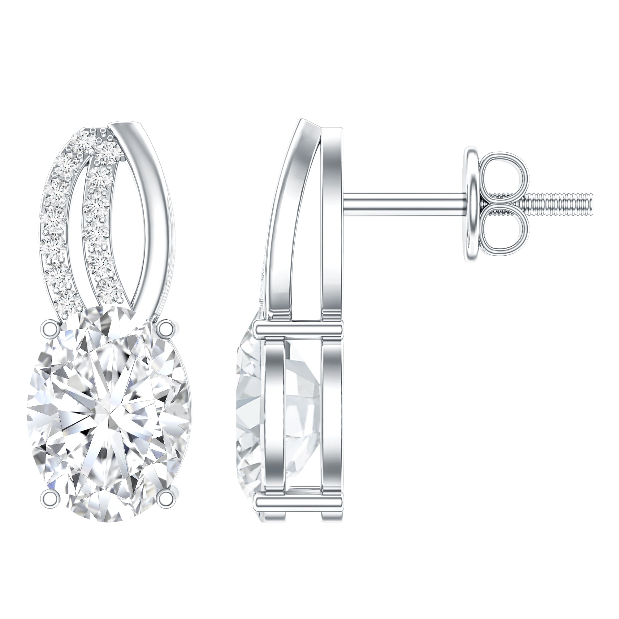 2.5 Carat Oval Lab Grown Diamond Designer Studs For Women