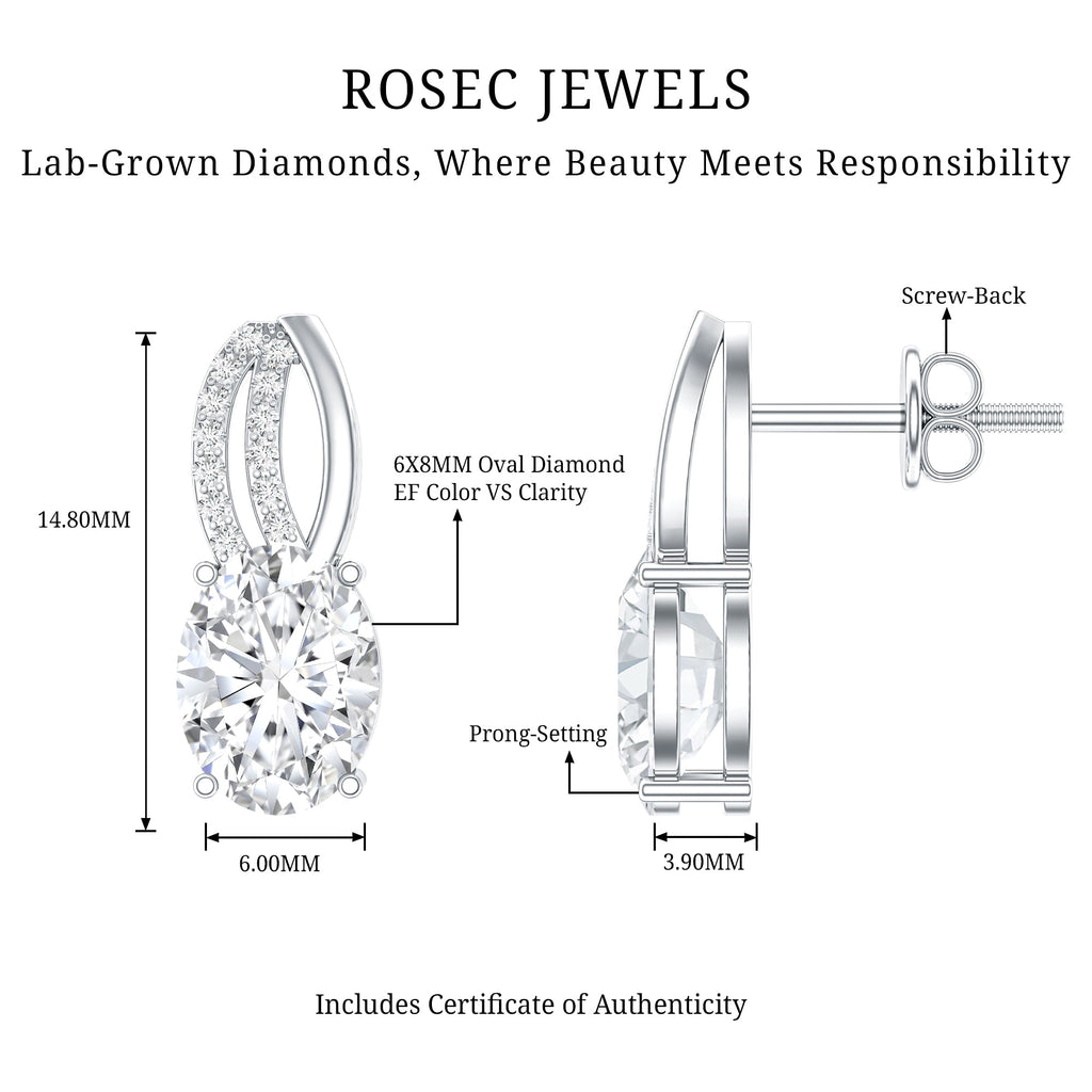 2.5 Carat Oval Lab Grown Diamond Designer Studs For Women
