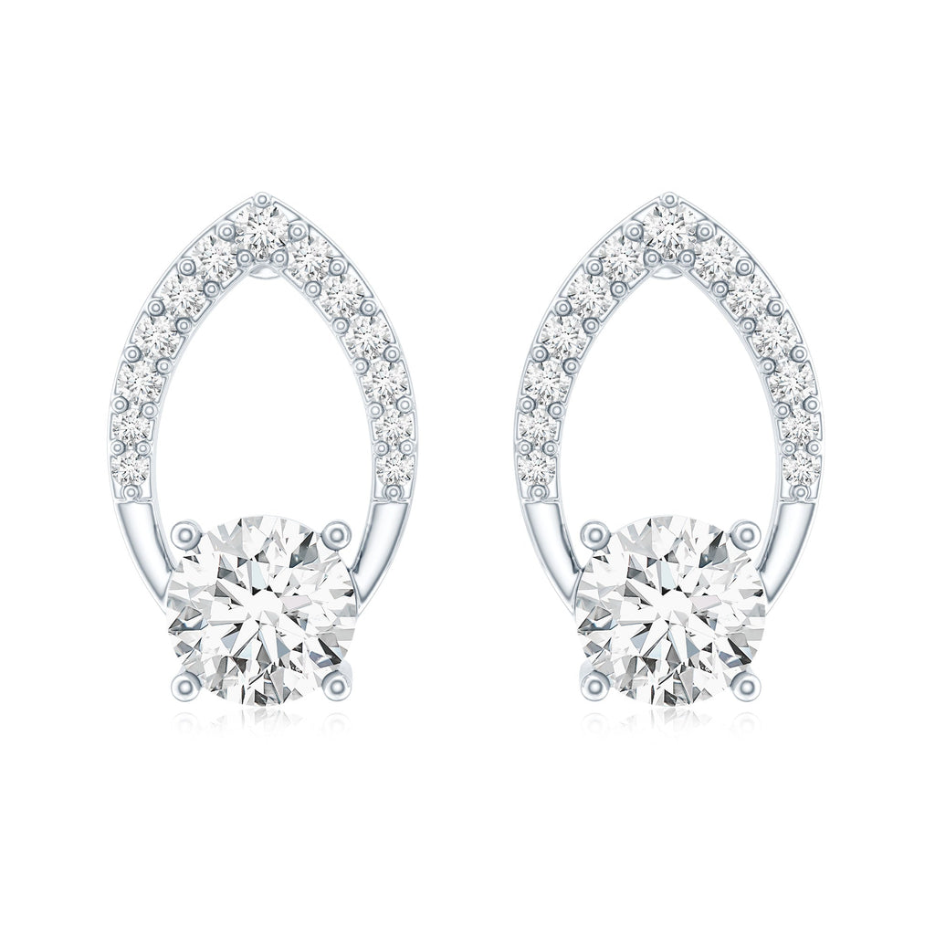 Certified 0.9 Carat Lab Grown Diamond Leaf Stud Earrings