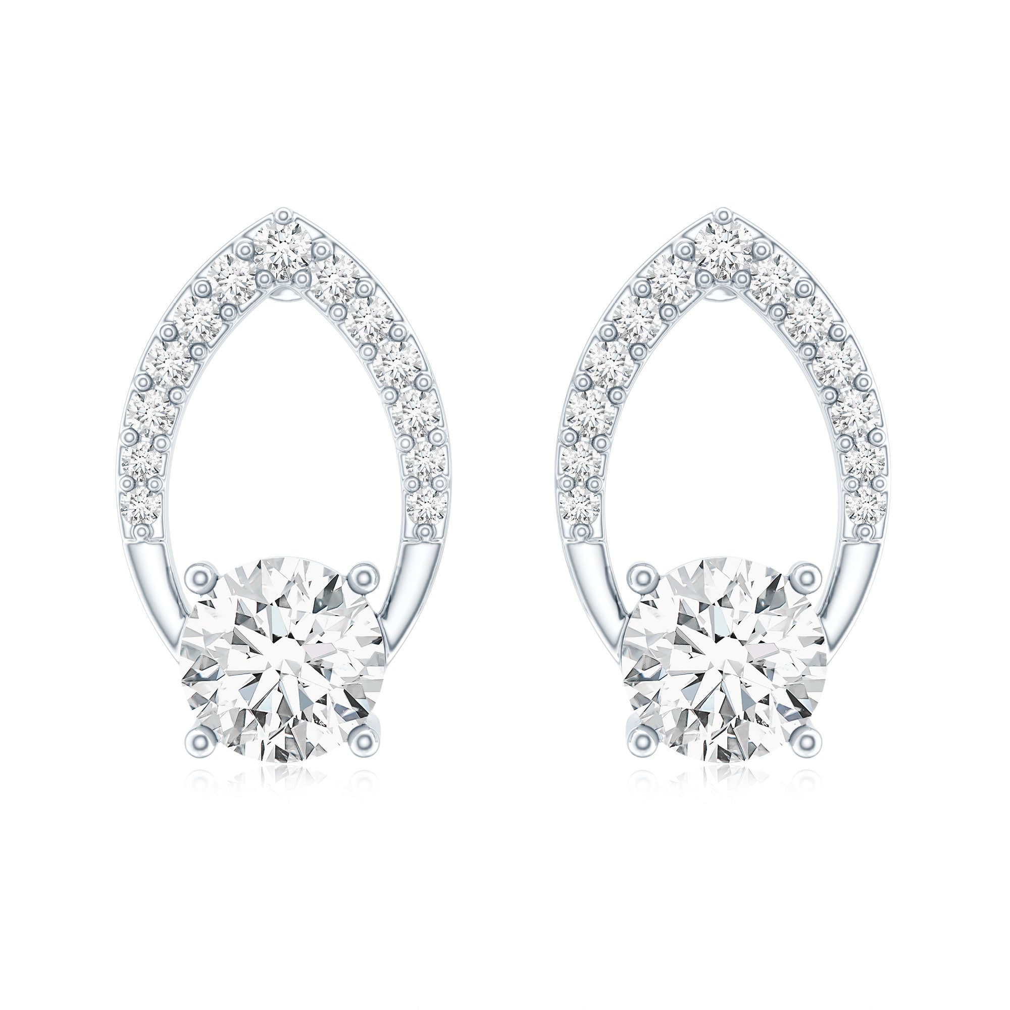 Certified 0.9 Carat Lab Grown Diamond Leaf Stud Earrings