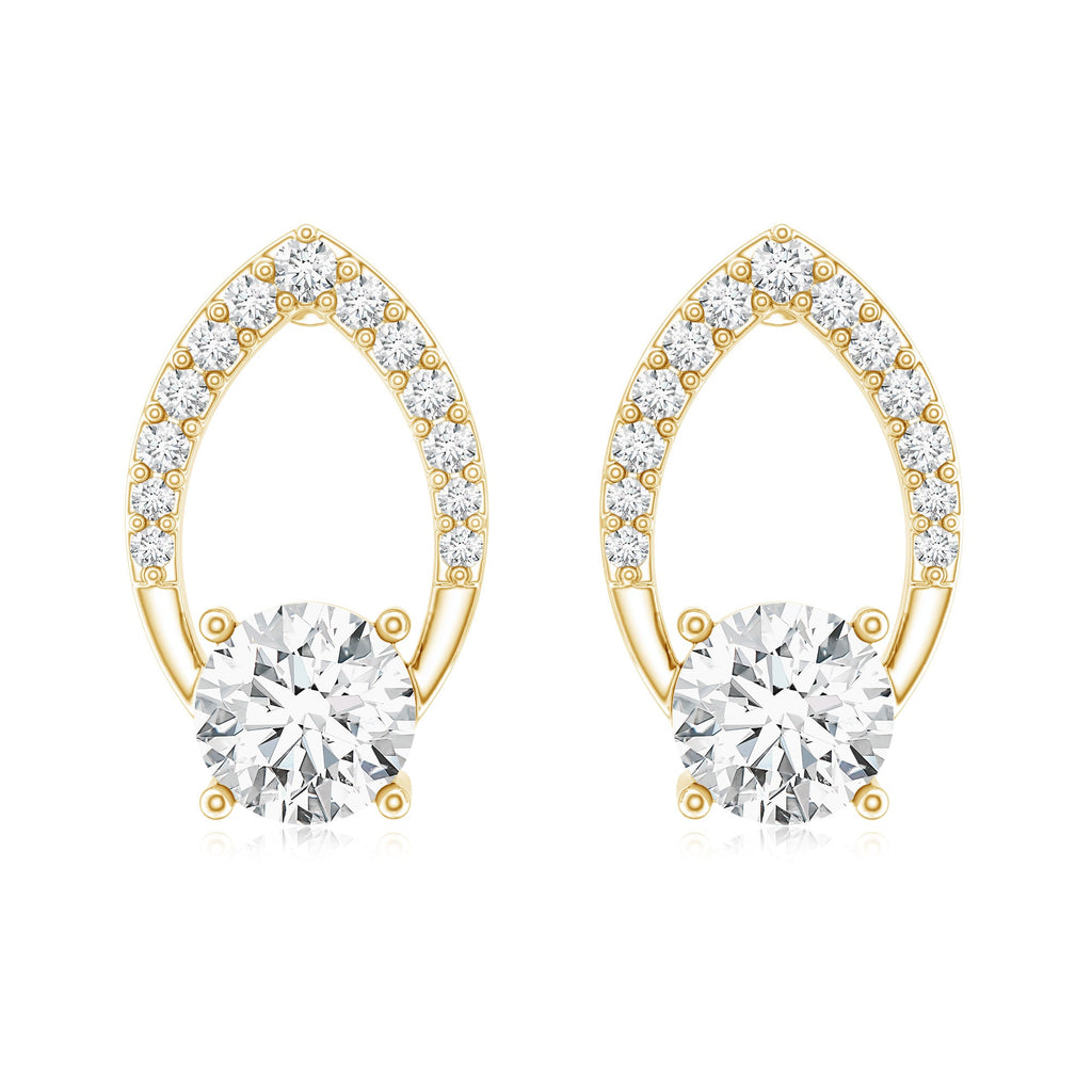 Certified 0.9 Carat Lab Grown Diamond Leaf Stud Earrings