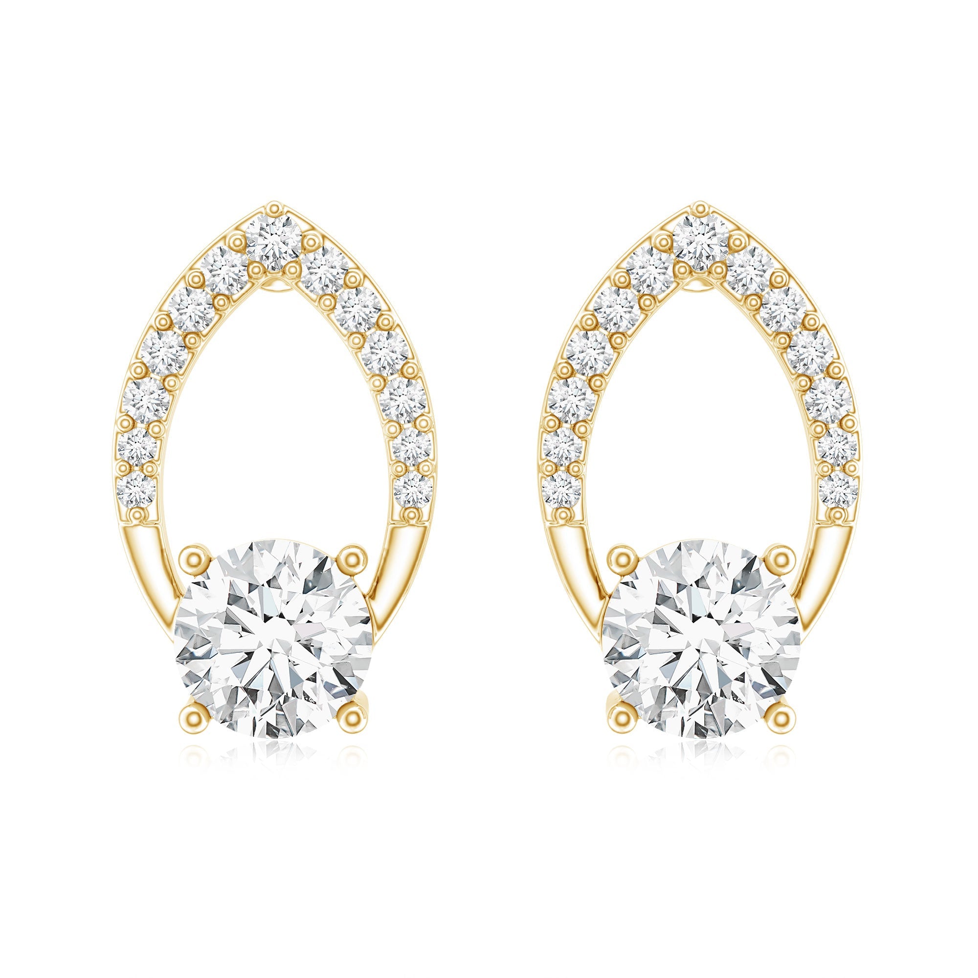 Certified 0.9 Carat Lab Grown Diamond Leaf Stud Earrings