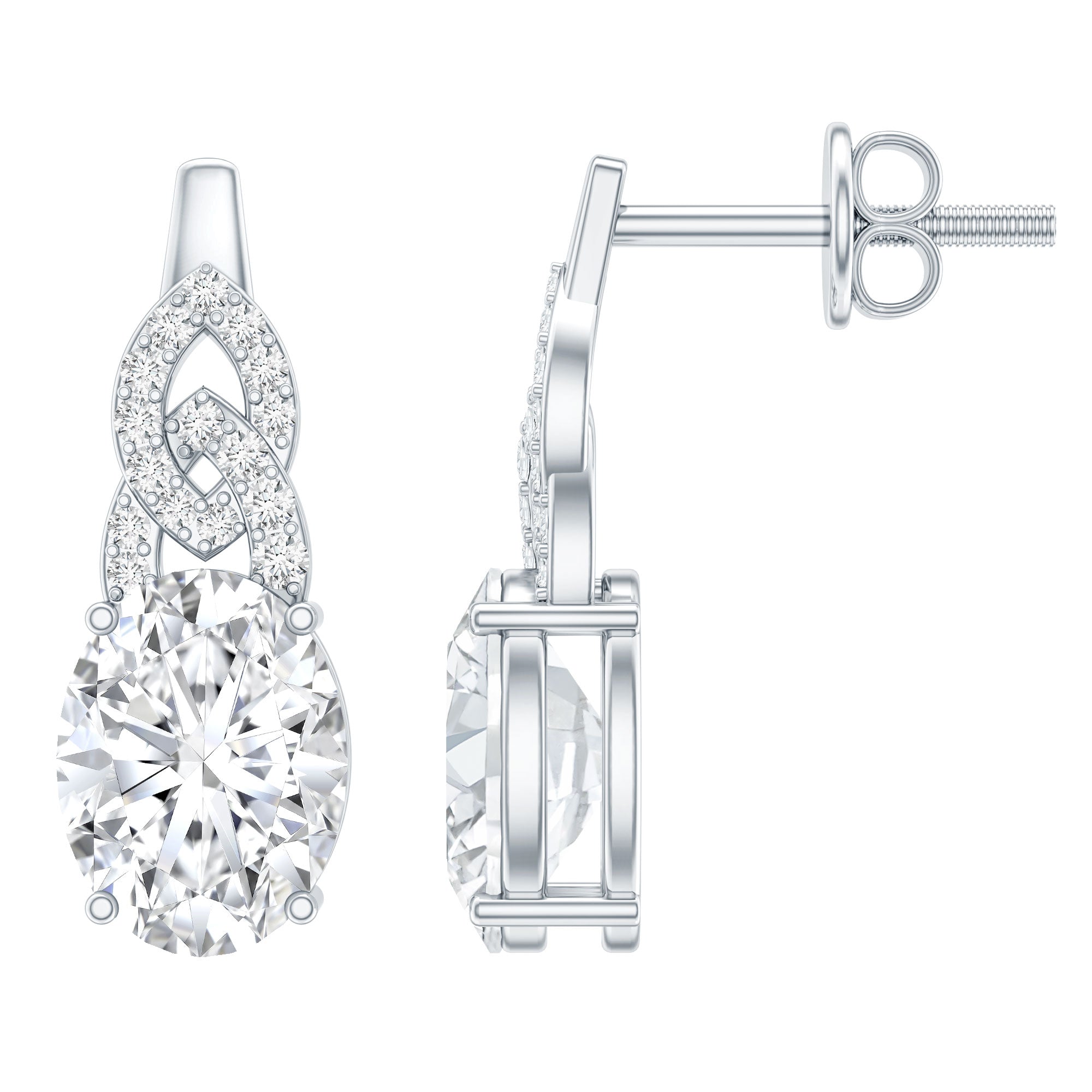 2.5 Carat Oval Lab Grown Diamond Designer Stud Earrings
