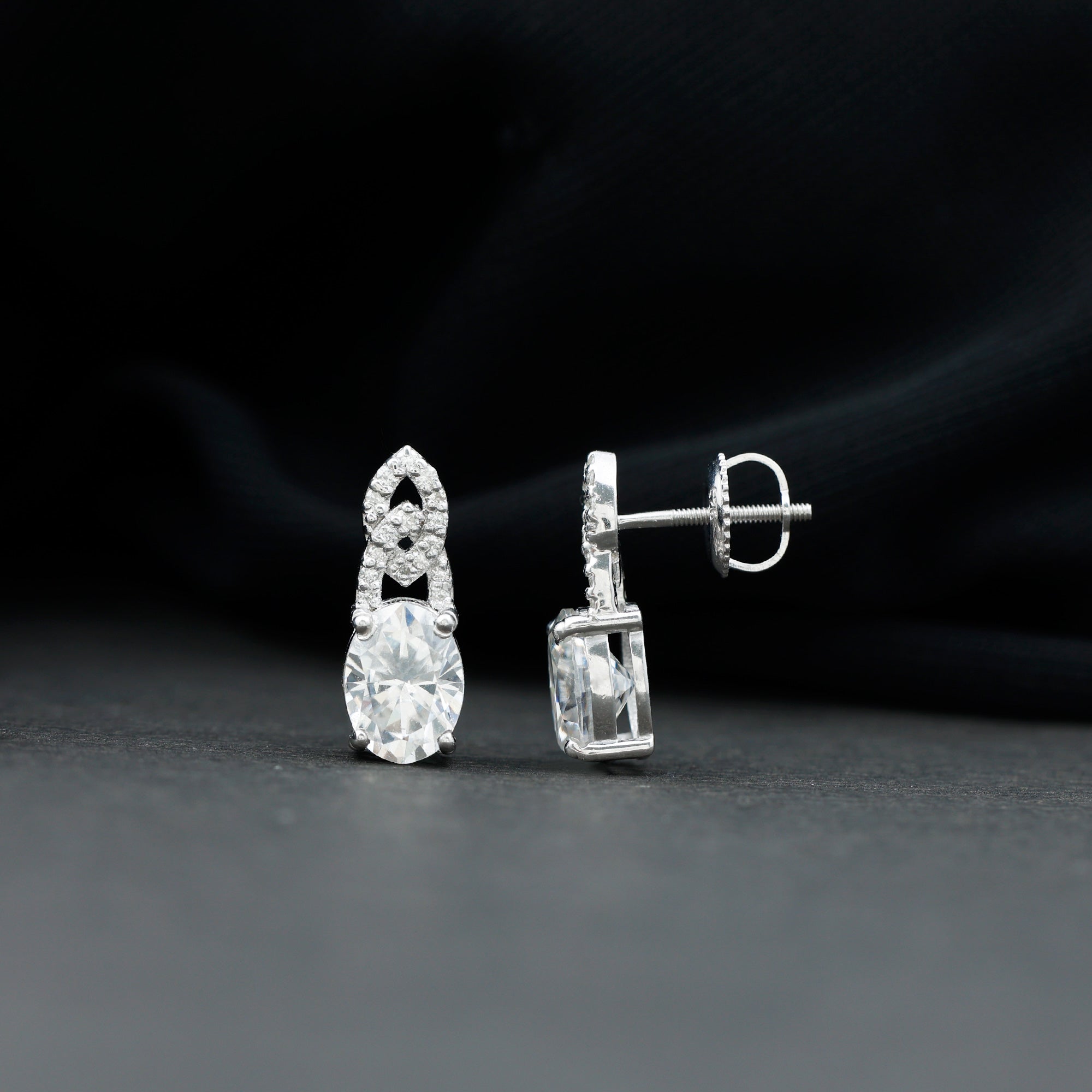 2.5 Carat Oval Lab Grown Diamond Designer Stud Earrings