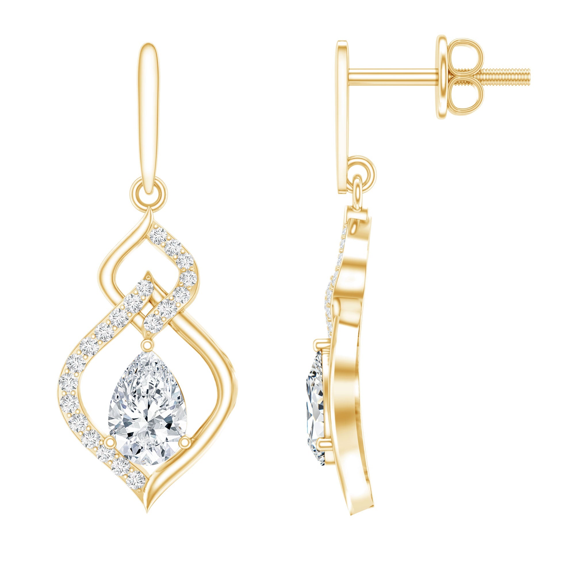 Certified Lab 4X6 MM Pear Shaped Diamond Drop Bridal Earrings