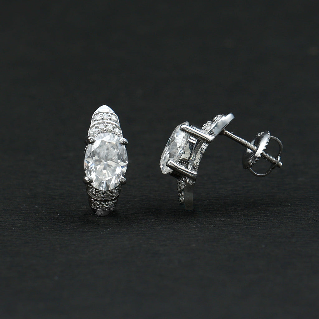 2.5 Carat Oval Lab Grown Diamond Vintage Style Stud Earrings
