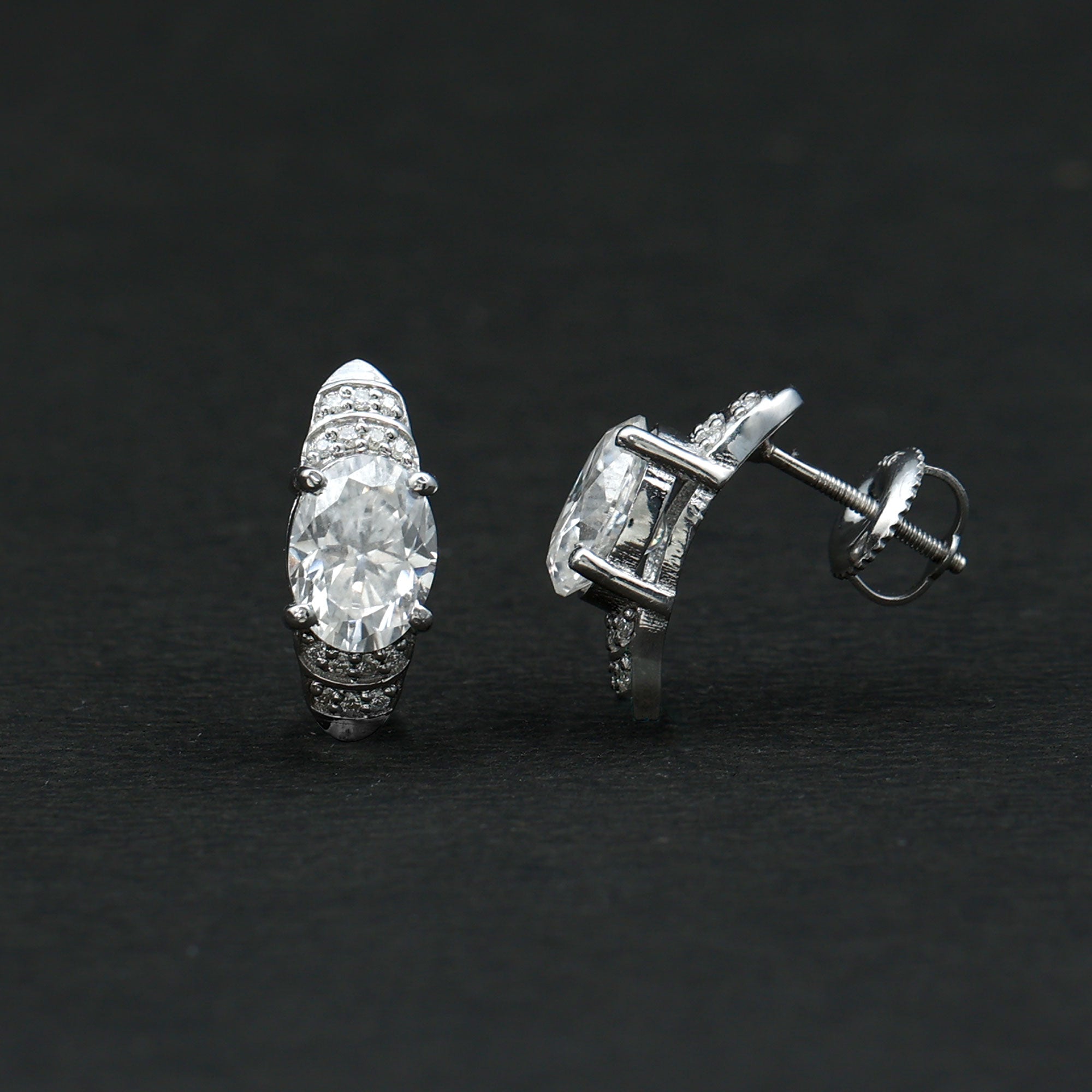 2.5 Carat Oval Lab Grown Diamond Vintage Style Stud Earrings