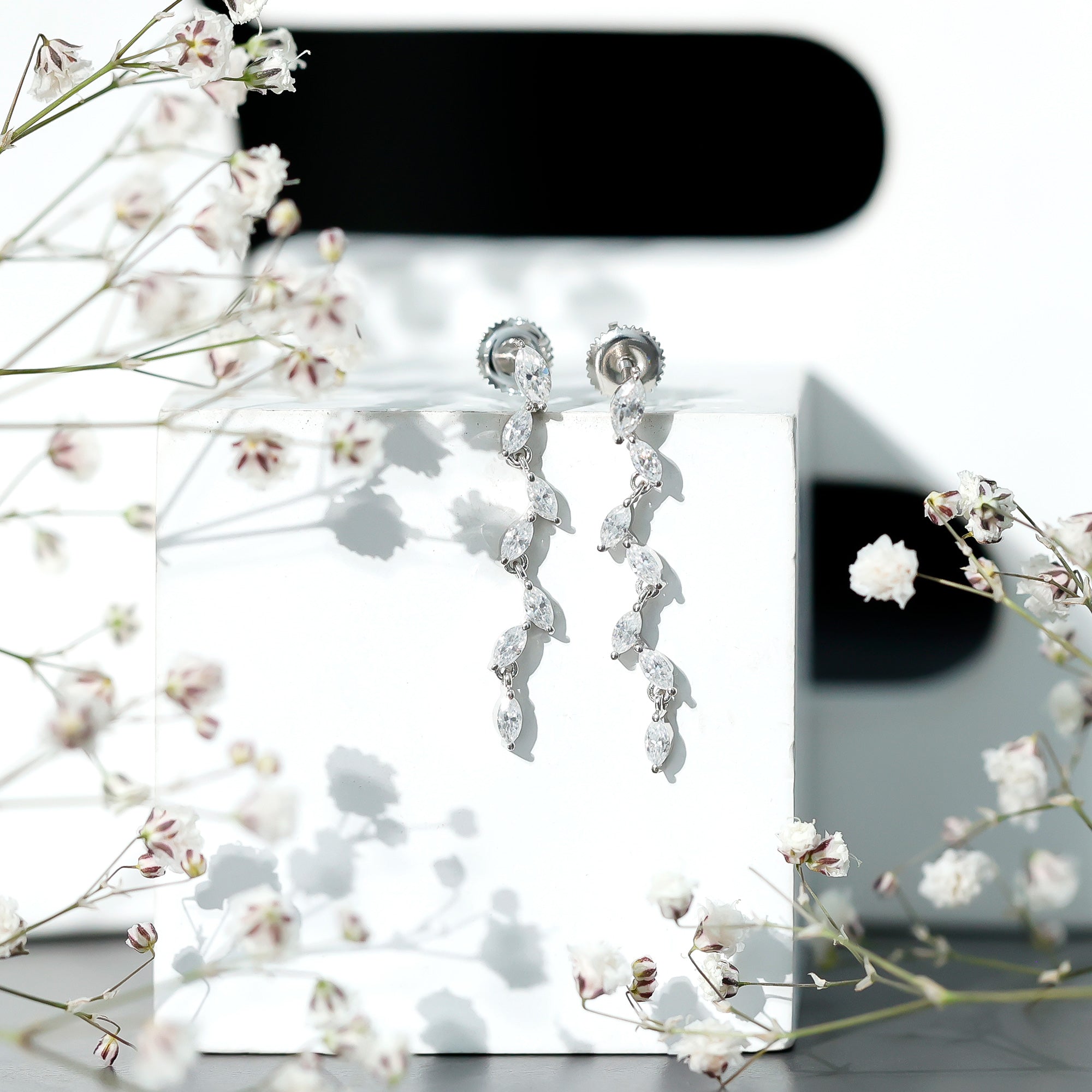 Marquise Lab Grown Diamond Bridal Dangle Earrings