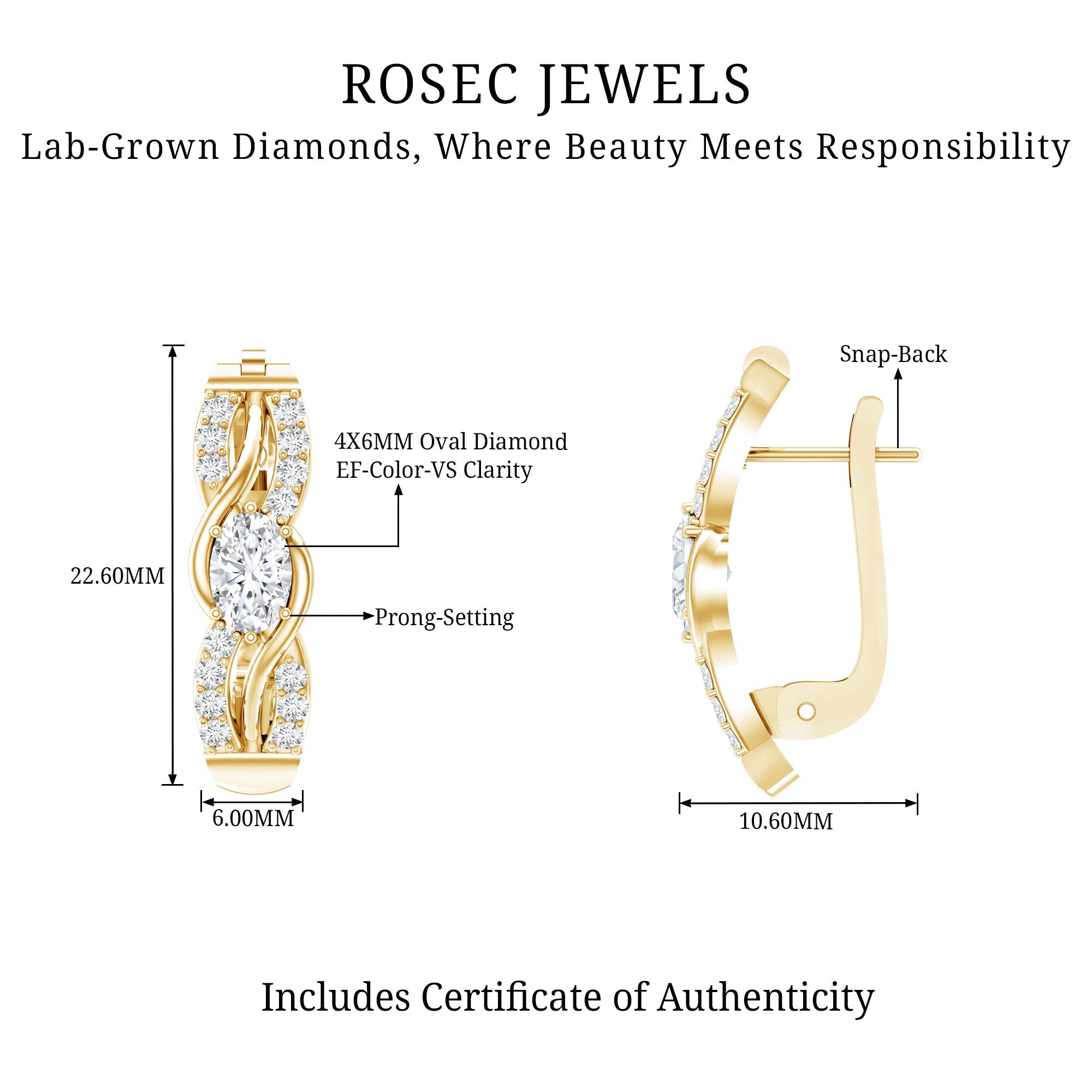 0.8 Carat Certified Lab Oval Diamond Infinity Earrings