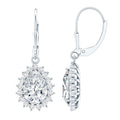 Moissanite Drop Earrings - 4 Carat Pear Shape Silver Dangle Earrings with Lever Back Closure
