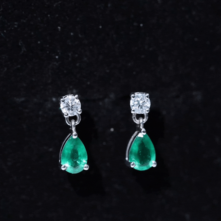 Emerald Teardrop Earrings – Pear Shape Diamond Bridal Jewelry Gift for Her