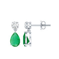 Emerald Teardrop Earrings – Pear Shape Diamond Bridal Jewelry Gift for Her