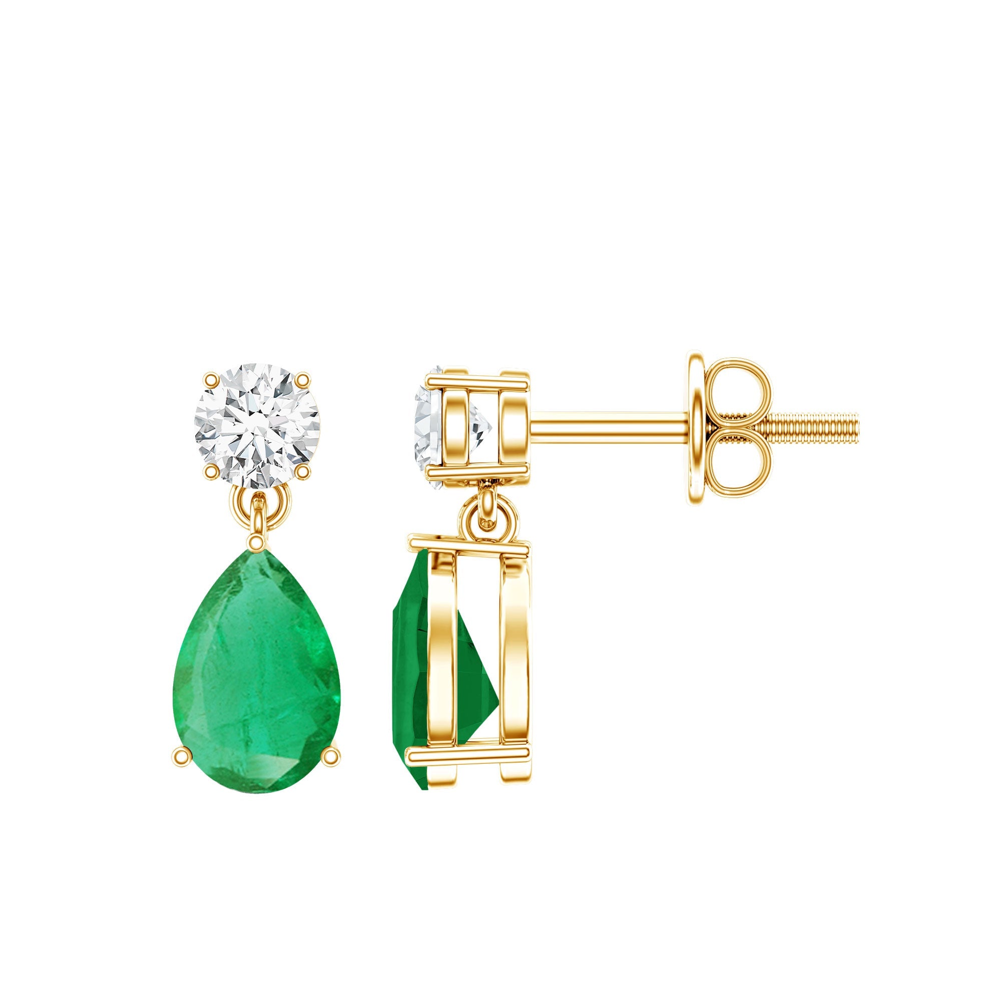 Emerald Teardrop Earrings – Pear Shape Diamond Bridal Jewelry Gift for Her