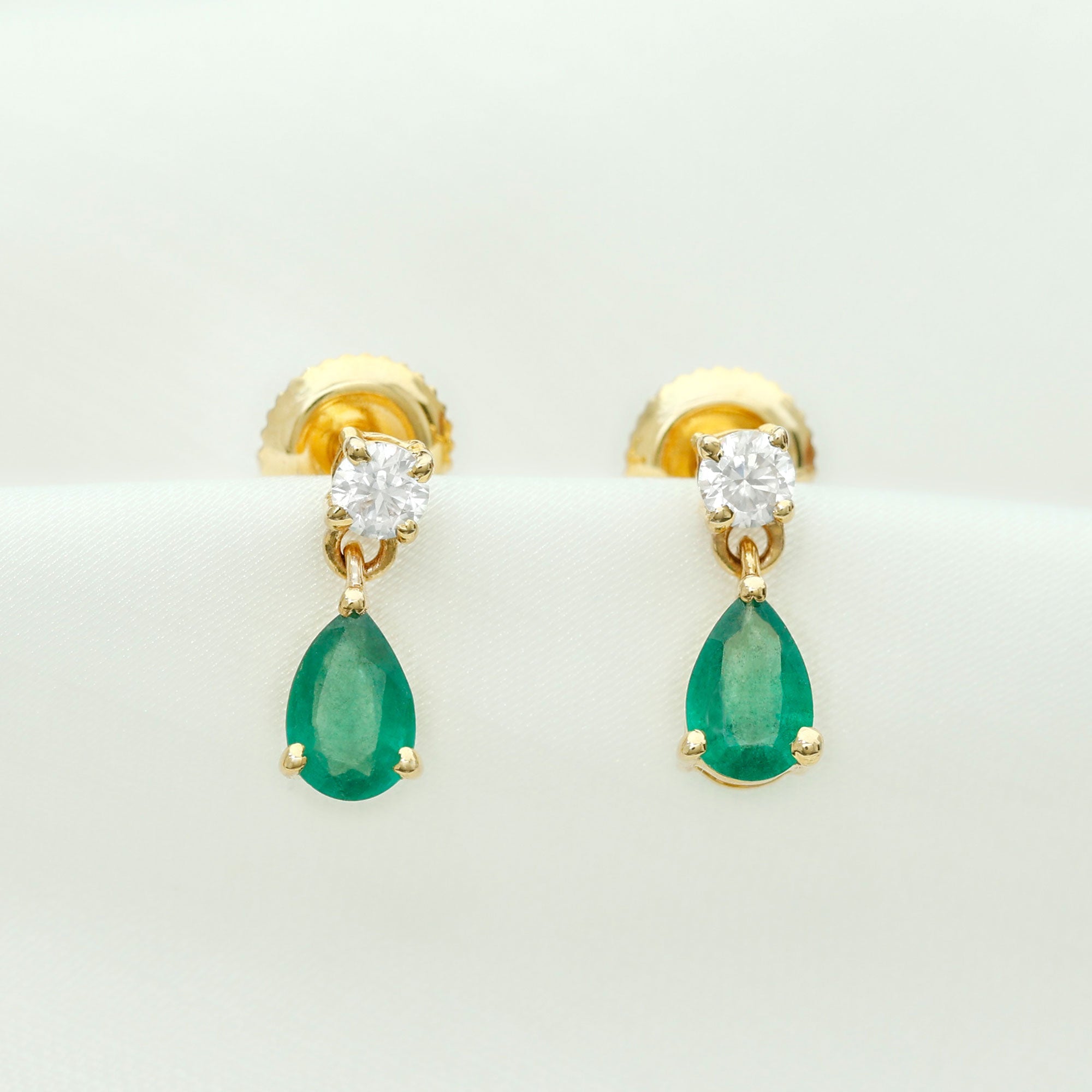 Emerald Teardrop Earrings – Pear Shape Diamond Bridal Jewelry Gift for Her