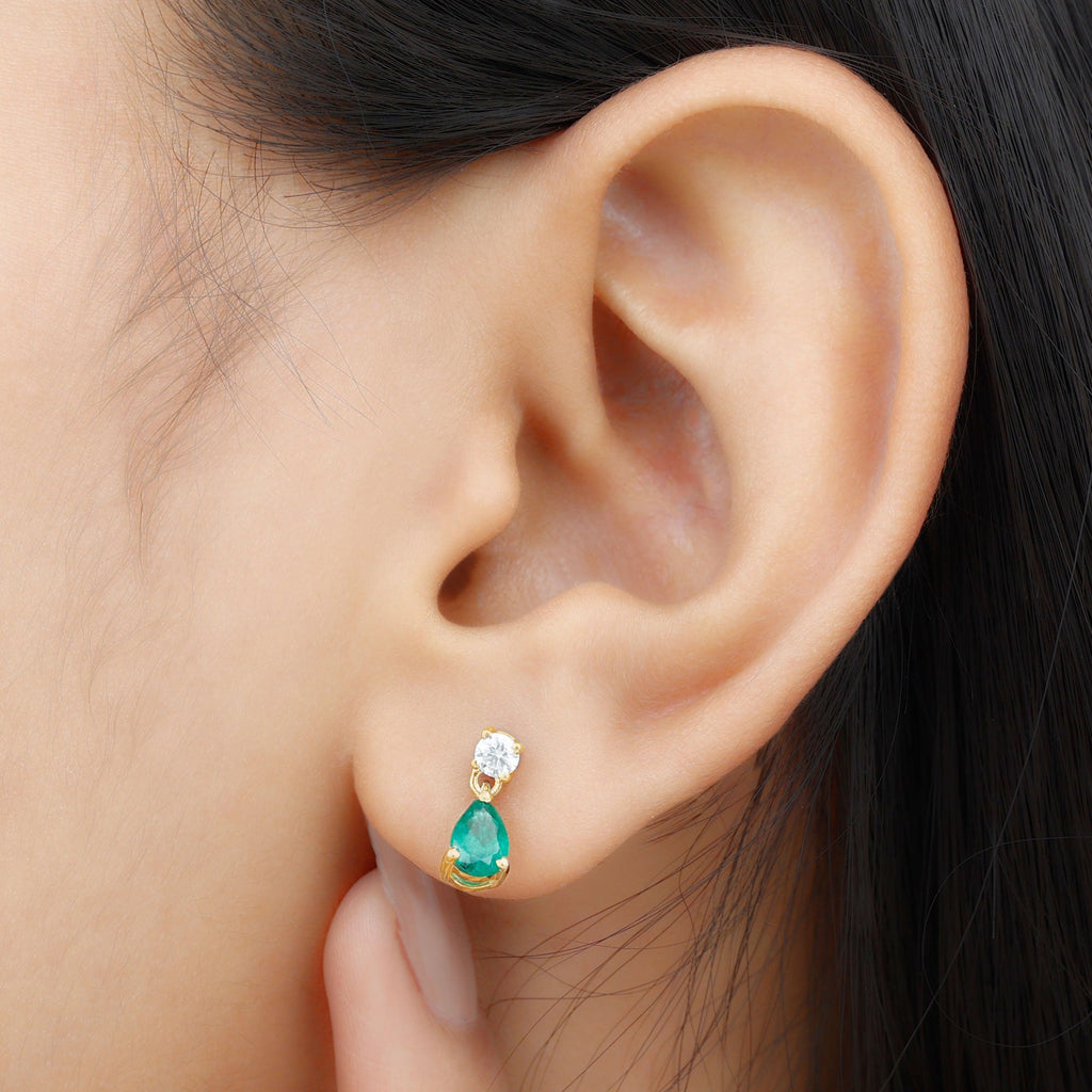 Emerald Teardrop Earrings – Pear Shape Diamond Bridal Jewelry Gift for Her