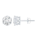 1 Carat Round Cubic Zirconia Crown Stud Earrings in Silver