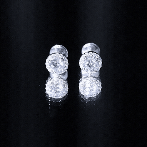 1 Carat CZ Earrings - Round Cut Halo Studs | Sterling Silver Jewelry, 14K White Gold Plated
