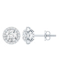 1 Carat CZ Earrings - Round Cut Halo Studs | Sterling Silver Jewelry, 14K White Gold Plated
