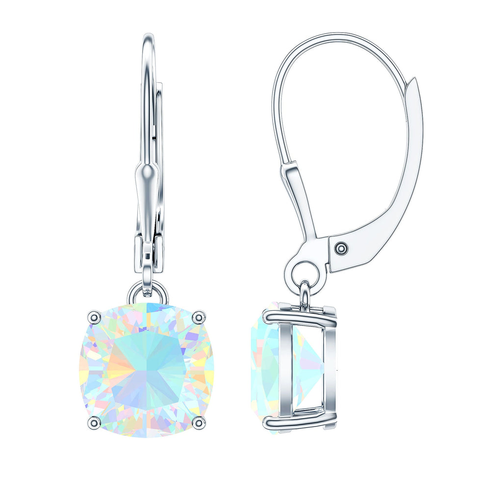Ethiopian Opal Earrings – Cushion Cut Opal Drop With Lever Back Closure