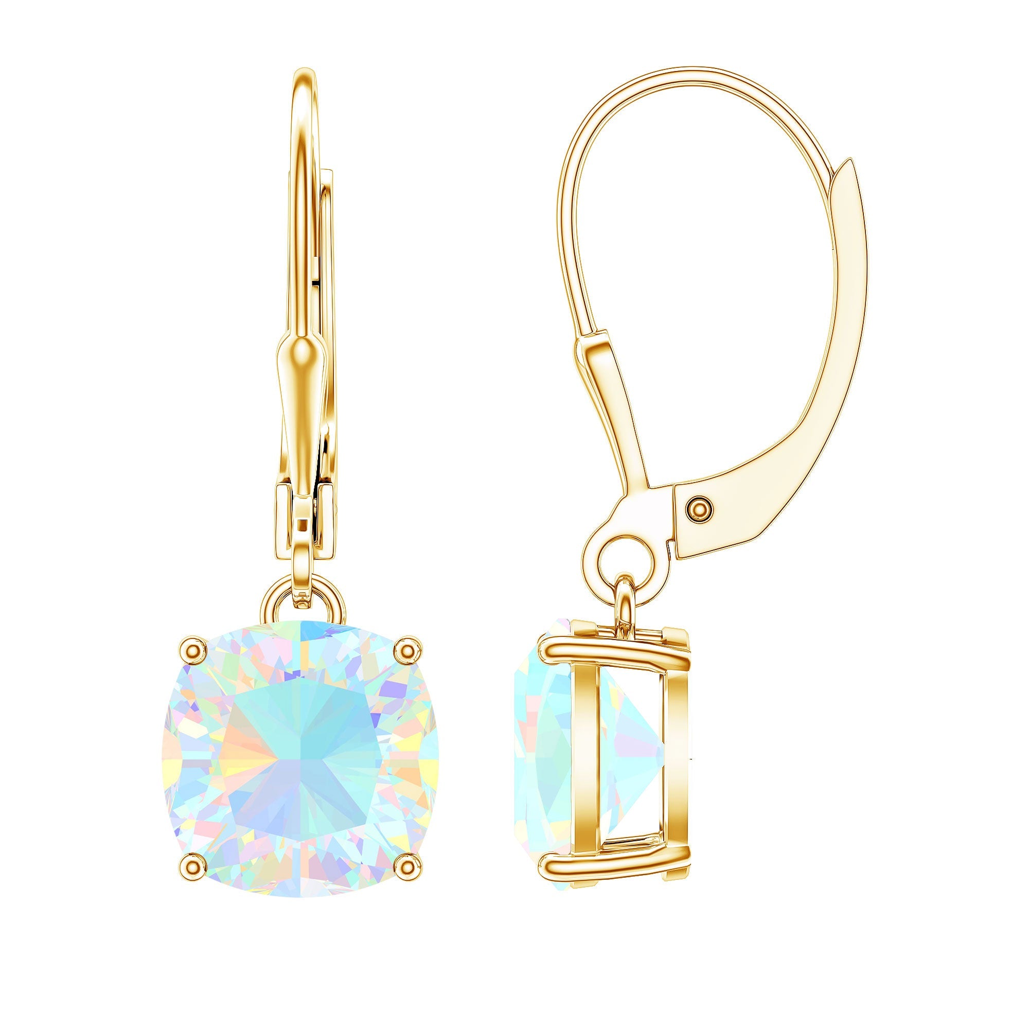 Ethiopian Opal Earrings – Cushion Cut Opal Drop With Lever Back Closure