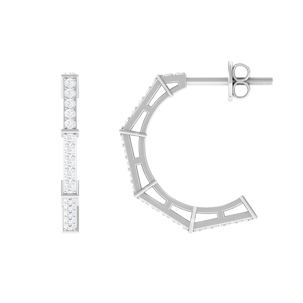 Art Deco Inspired Diamond Half Hoop Earrings