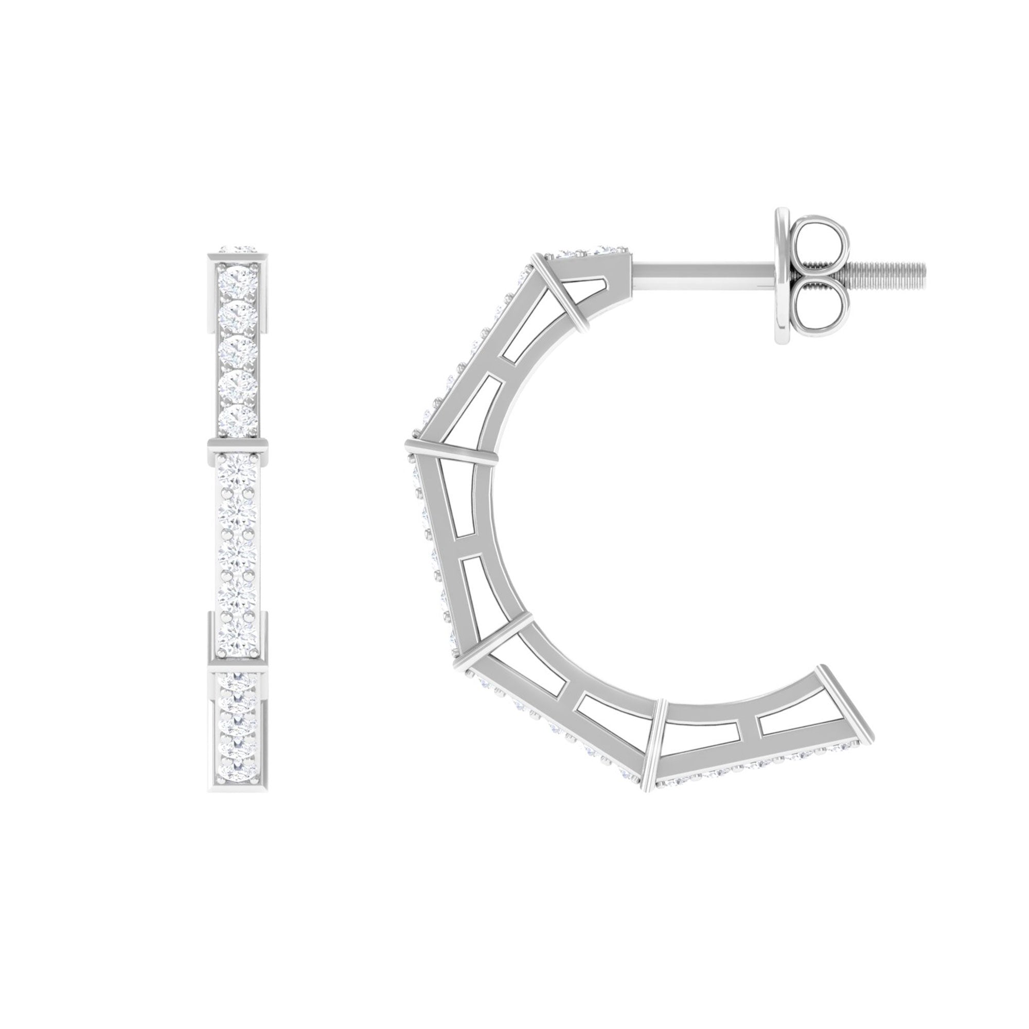 Art Deco Inspired Diamond Half Hoop Earrings